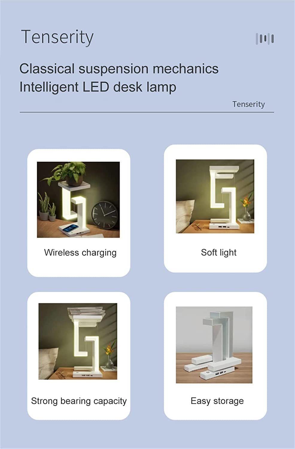 DOPWii LED-Schreibtischlampe Schwebende kabellosem mit Ladegerät Nachttischlampe