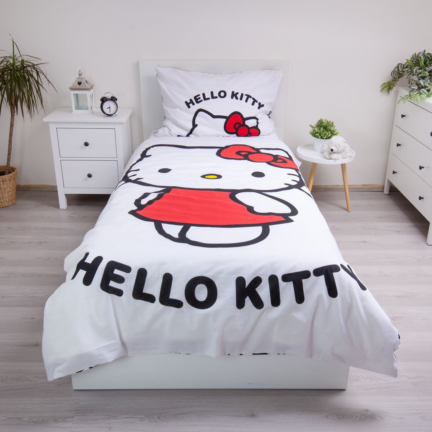Hello Kitty Kinderbettwäsche 140x200 cm mit Kissenbezug 70x90 cm – 100% Bau günstig online kaufen