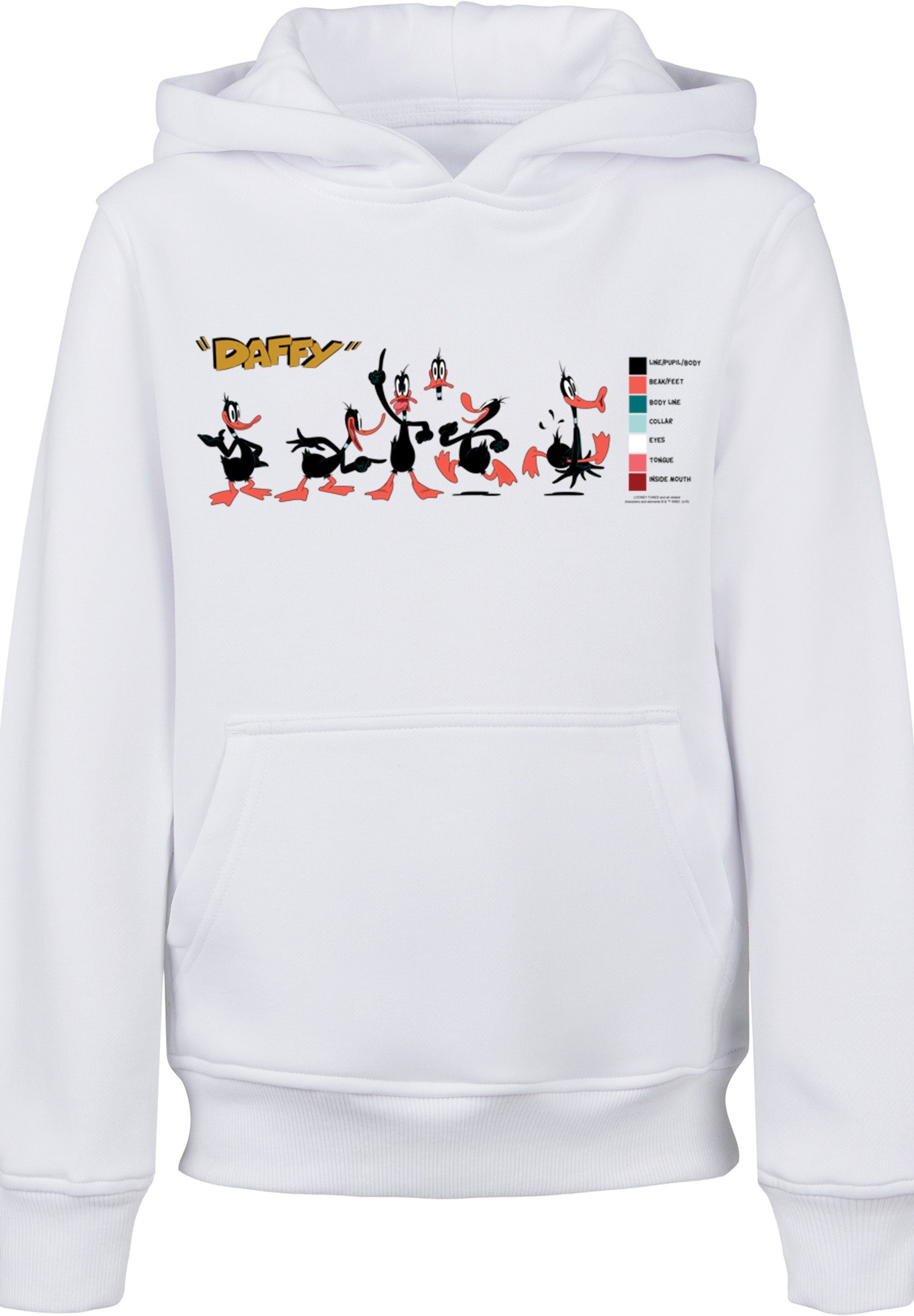 F4NT4STIC Hoodie Kinder Looney Tunes Daffy Duck Colour Code with Basic Kids Hoody (1-tlg) white