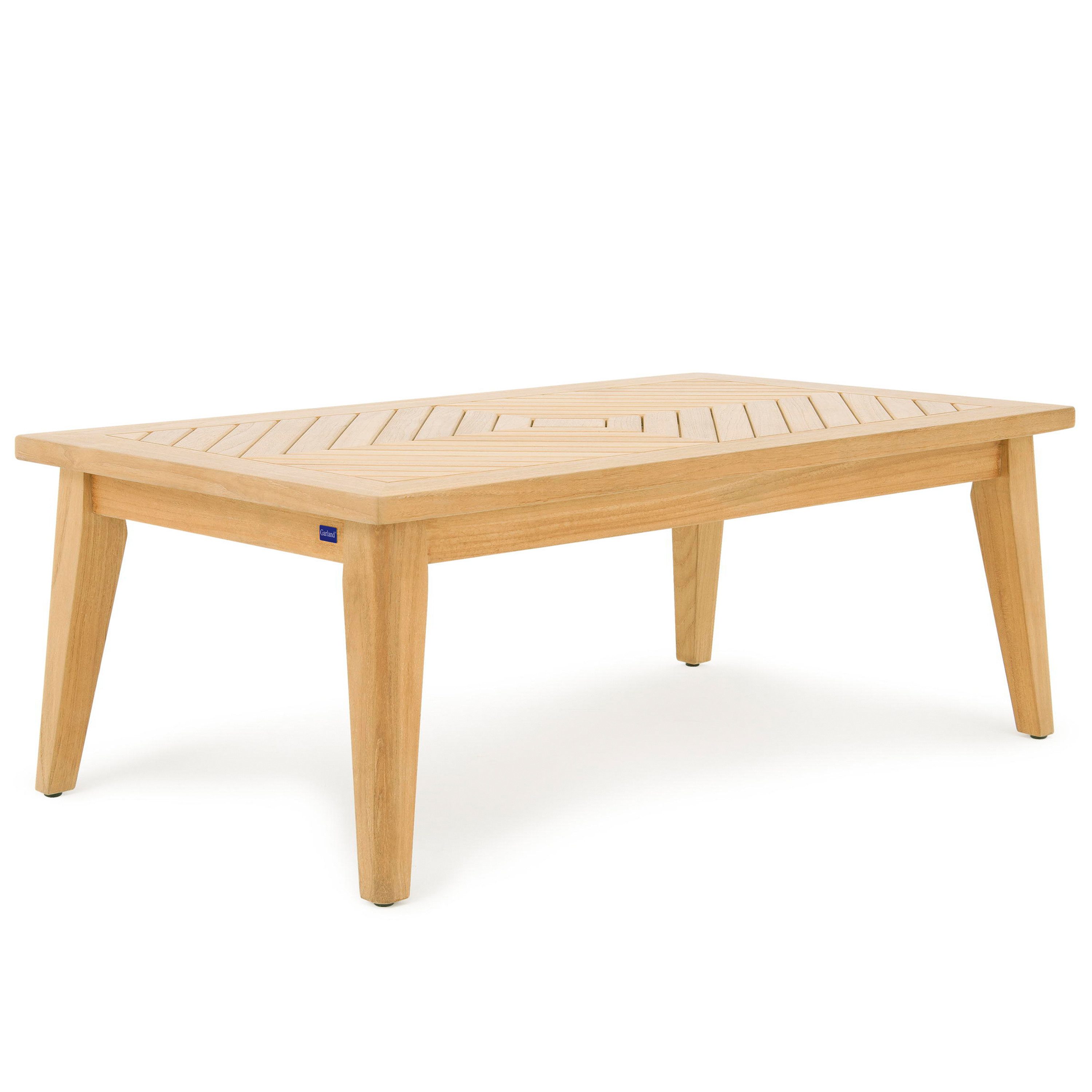 Garland Gartentisch Havanna, Loungetisch Teak Holz 120x70x45cm Wetterfest Beistelltisch Flach Eckig