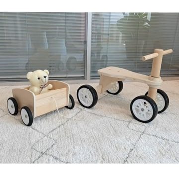 TikTakToo Kinderfahrzeug Lauflernhilfe Sitzroller mit Anhänger aus Holz, Laufrad, Roller, Dreirad, (2-tlg., komplettes Spielset), aus FSC-Holz, mit Gummilaufringen und Motorikspielzeug