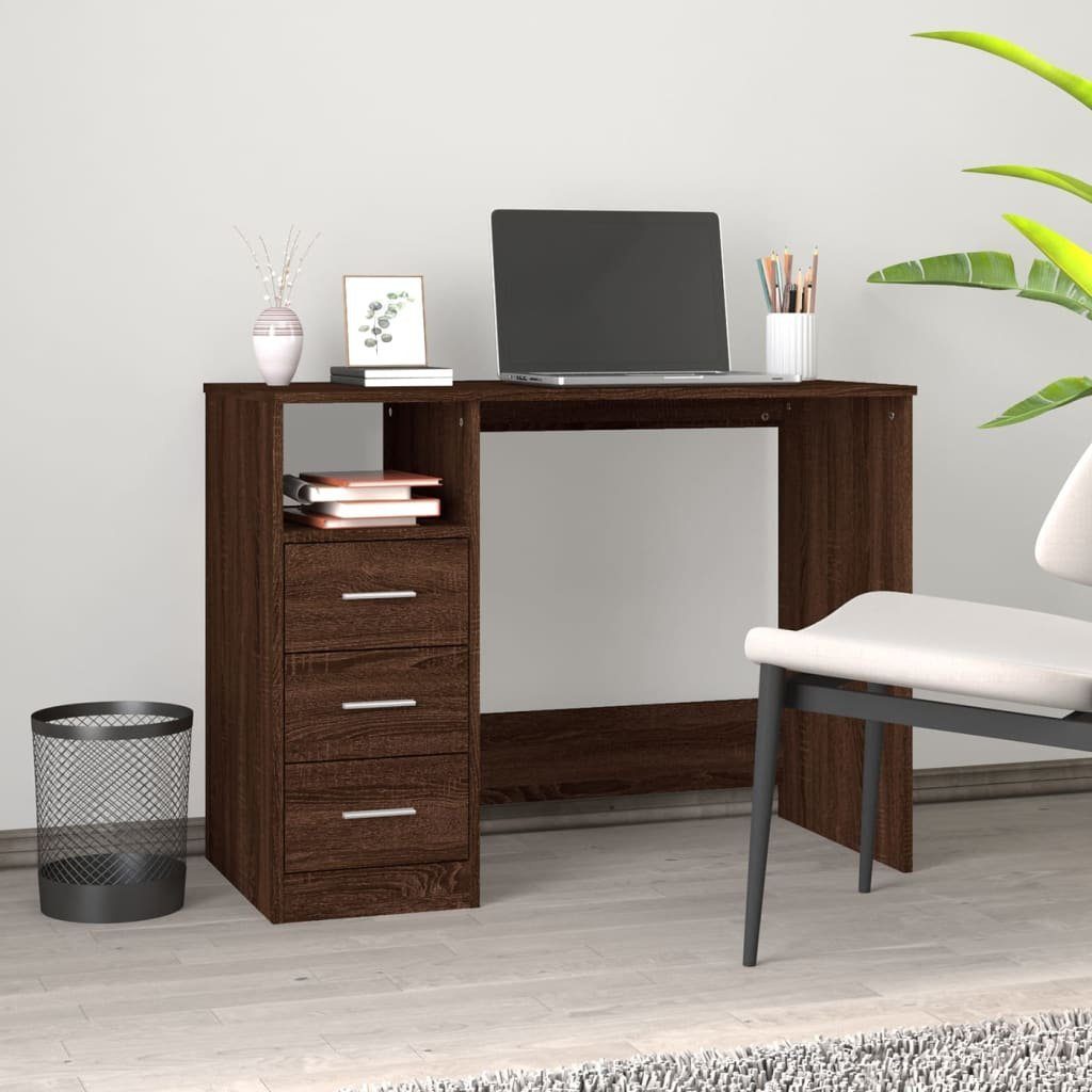furnicato Schreibtisch mit Schubladen Braun Eichen-Optik 102x50x76 cm