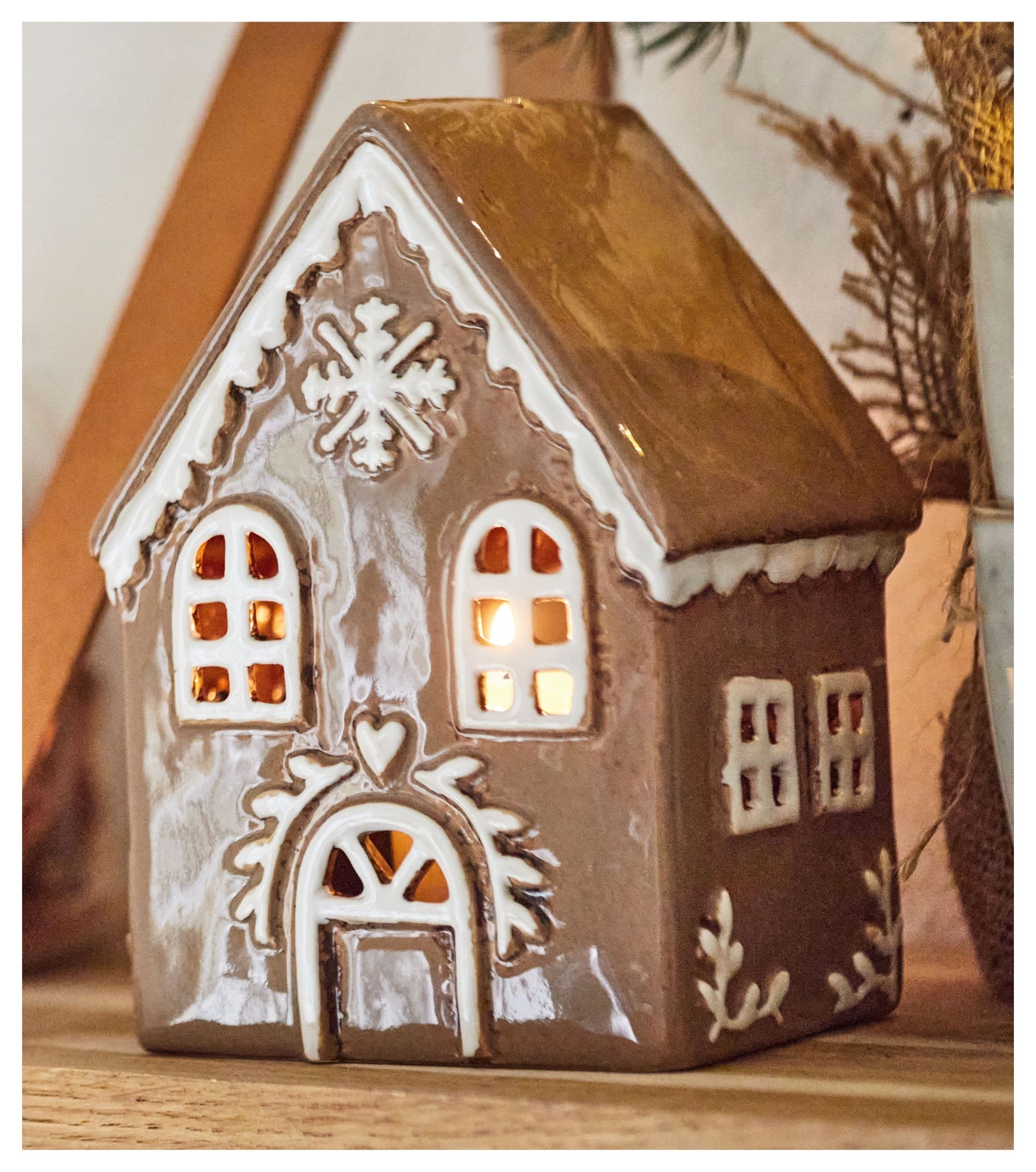 Ib Laursen Kerzenhalter Lichterhaus Teelichthalter Teelichthaus Lebkuchenhaus Braun Ib