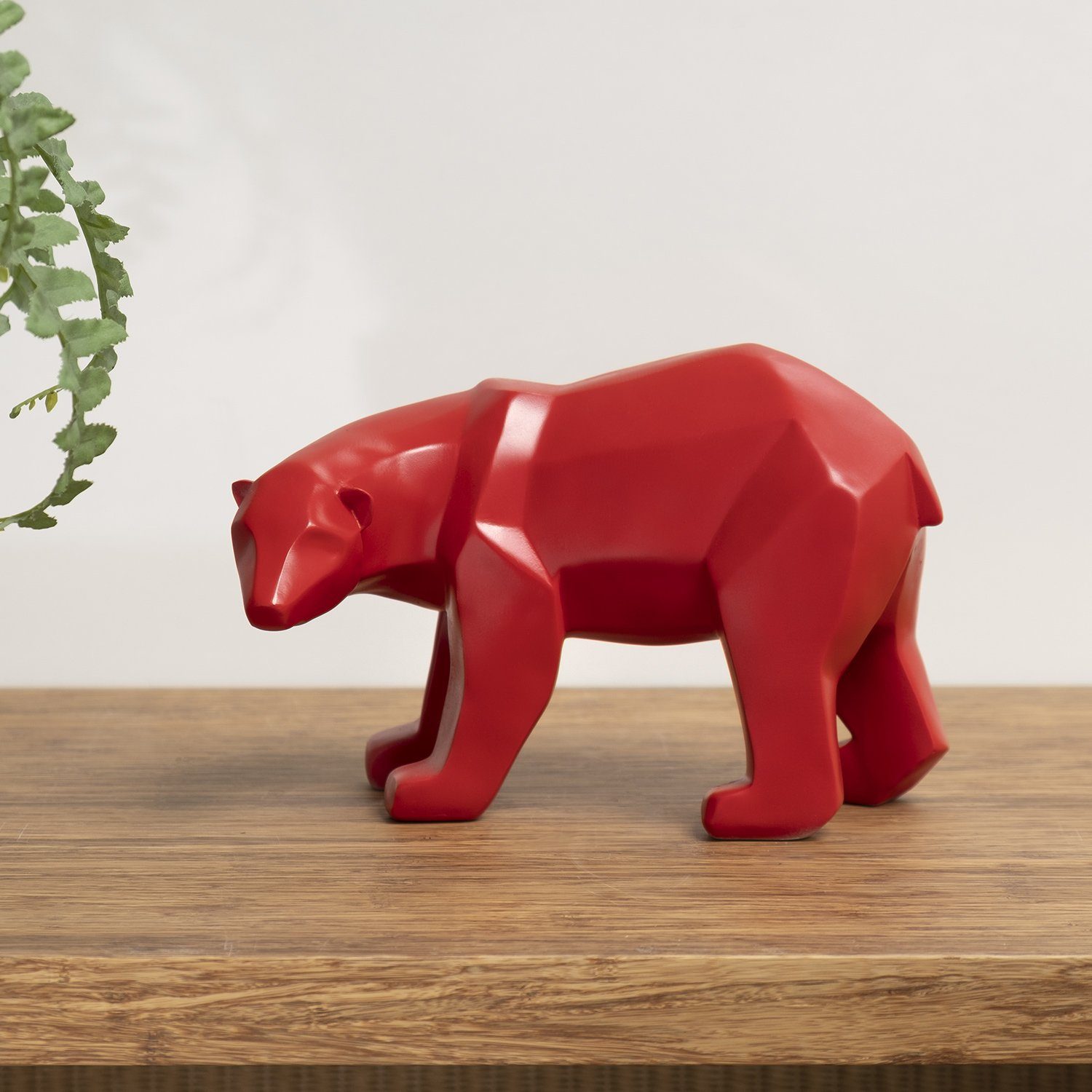 Moritz Dekofigur Polyresin Geometrische Figuren TierFigur Skulptur Deko rot, Modern Geschenk Polygonal Eisbär