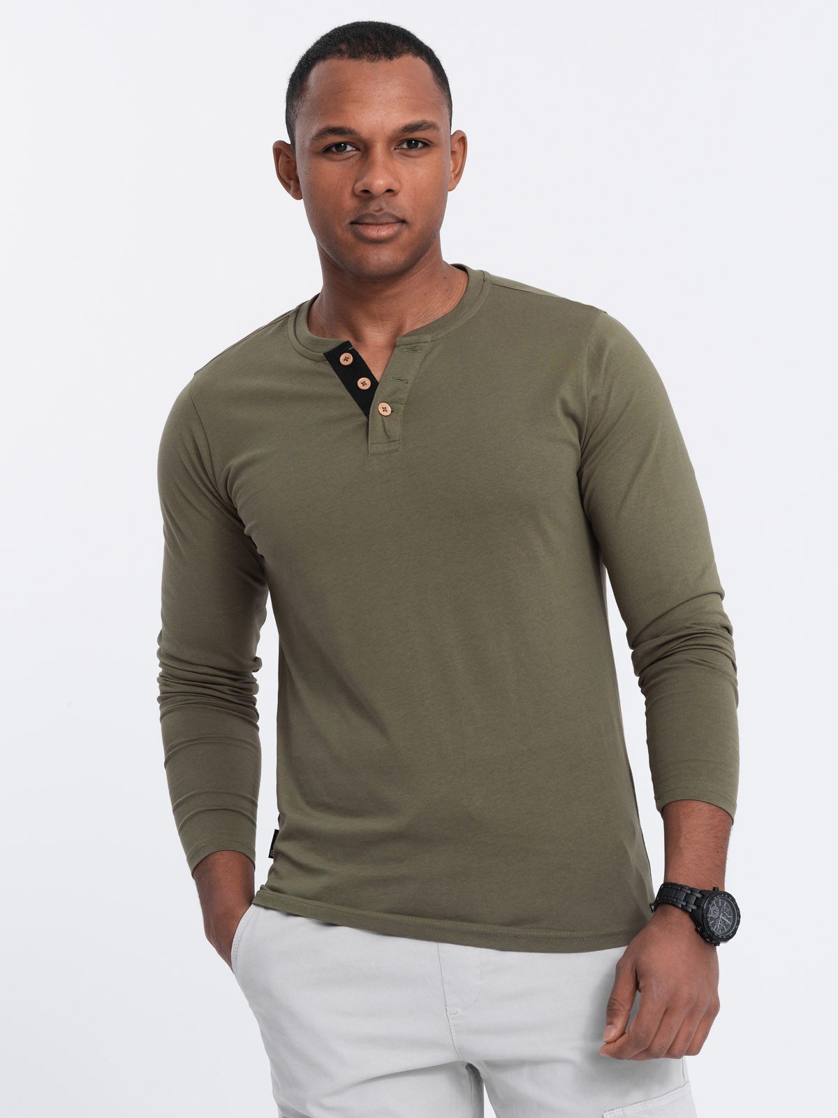 OMBRE Longsleeve Herren Longsleeve mit Knöpfen günstig online kaufen