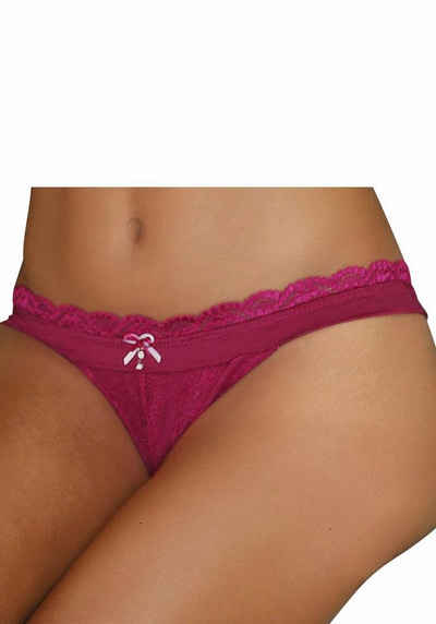 LASCANA String Premium Dessous aus zarter Spitze mit feiner Zierschleife und Accessoire