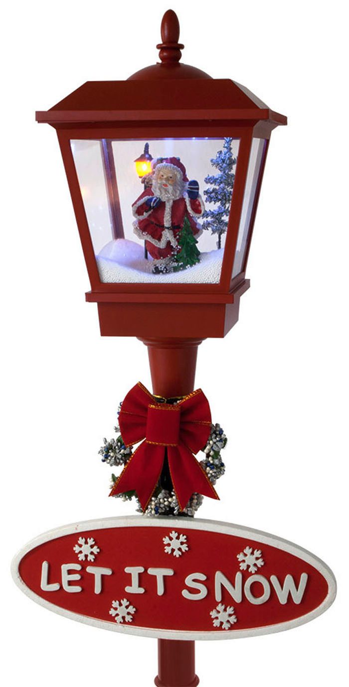 foolonli LED Laterne Schneiende Laterne Stand LED 180 cm Rot Santa Weihnachtsmann Nikolaus