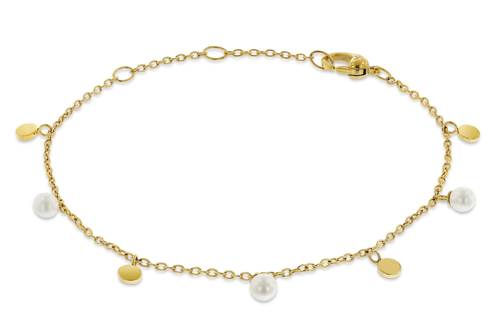Boccia Gliederarmband DamenTitan Goldfarben mit Perlen