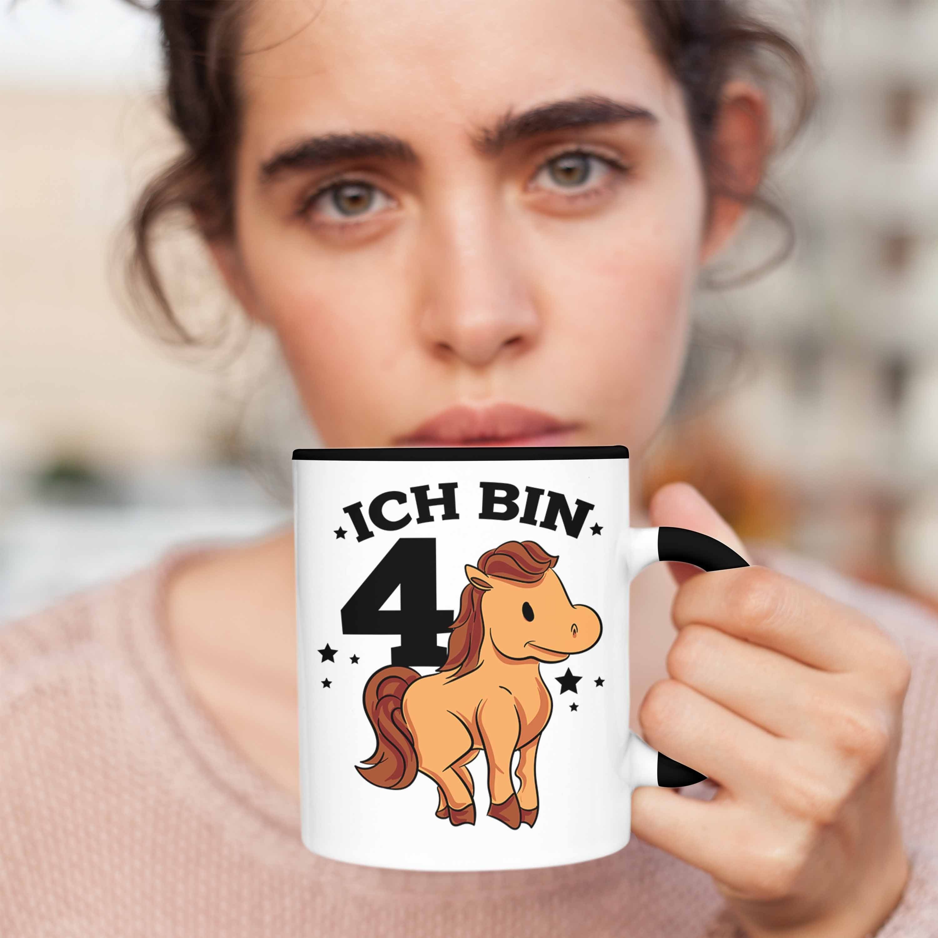 Reiter Lustige Trendation Mädchen Schwarz Tasse 4. Tasse für Pferdefans Geburtstag Pferde-Motiv