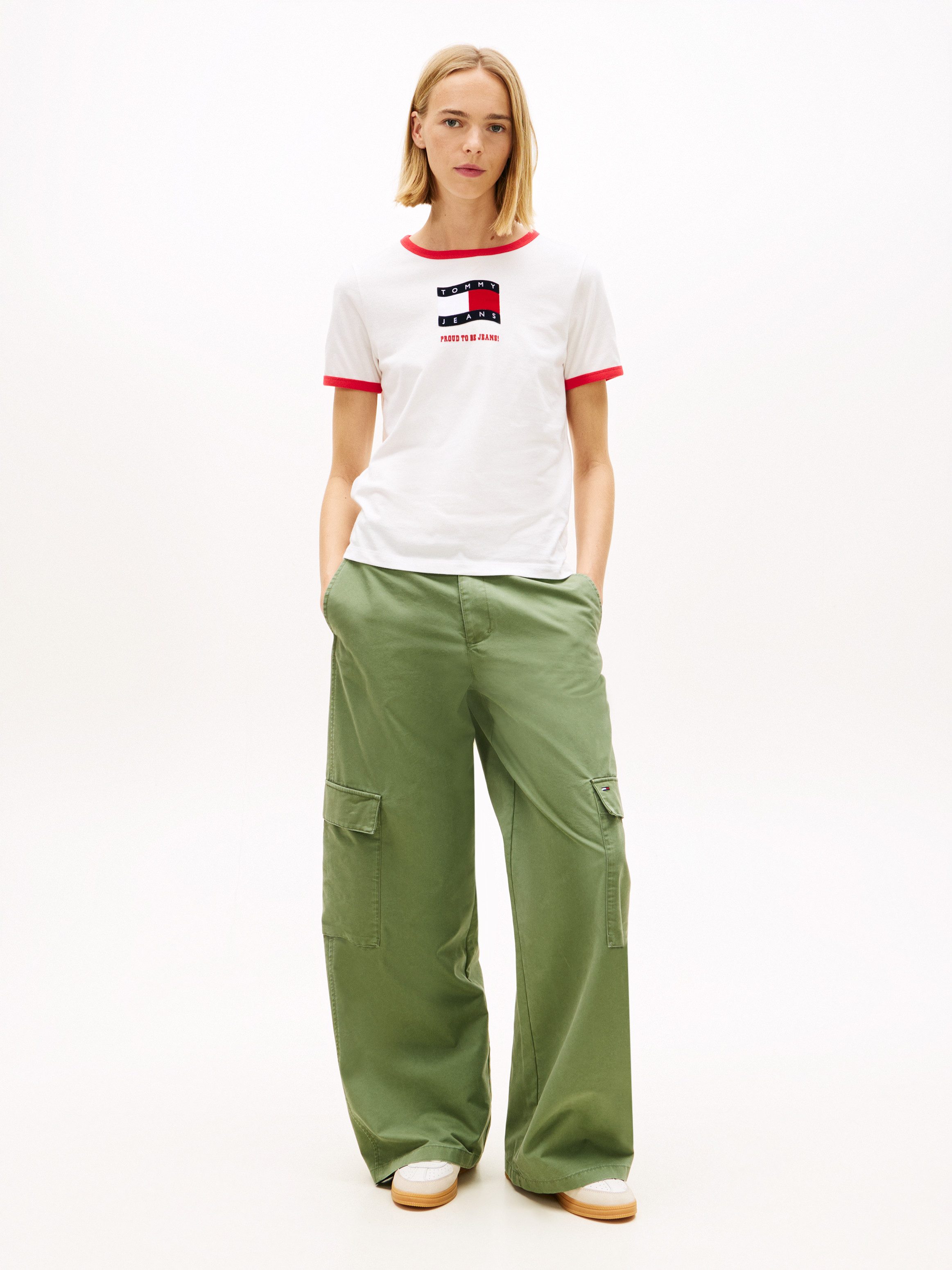 Tommy Jeans Cargohose TJW LR WIDE STRAIGHT CARGO PANT im Baumwoll-Mix, Low Rise