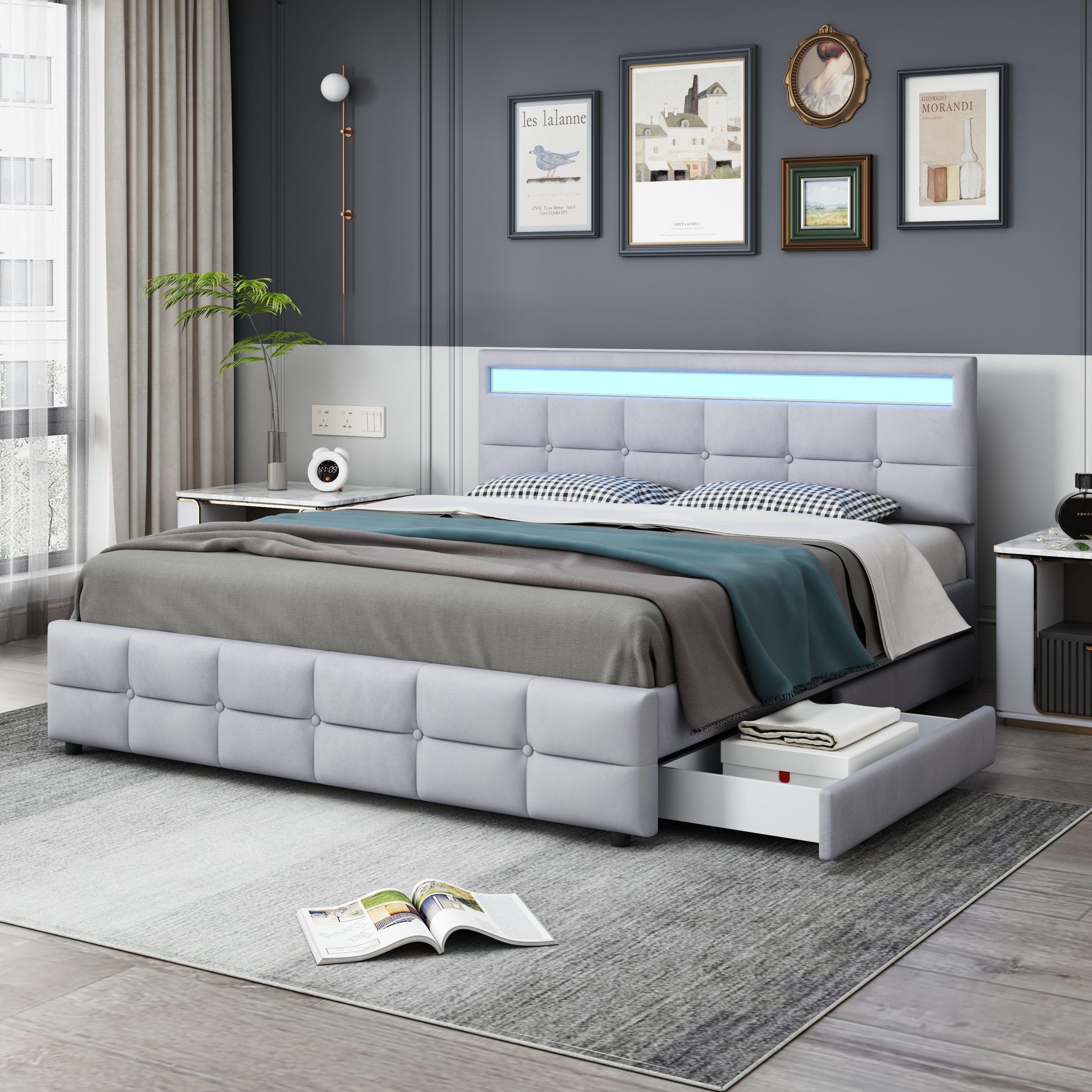 STILVORA Polsterbett 180x200 Bettgestell mit Stauraum günstig online kaufen