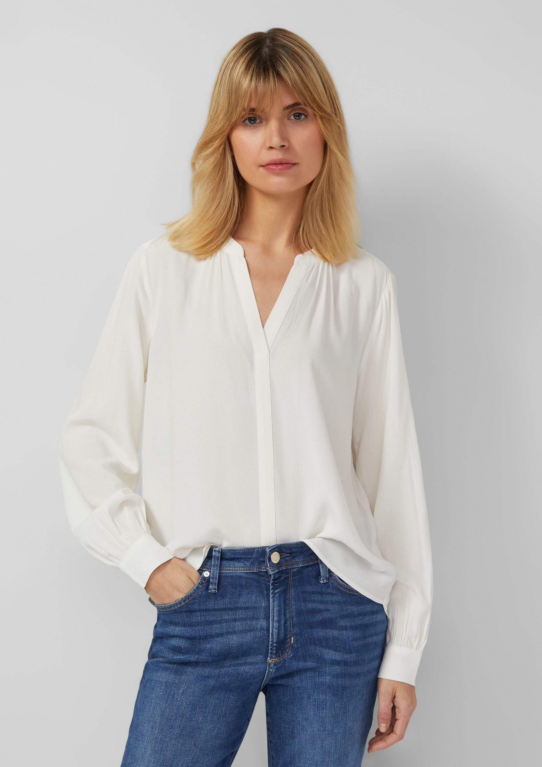 s.Oliver Langarmbluse Bluse Weiche Viskose-Bluse mit Raffung günstig online kaufen