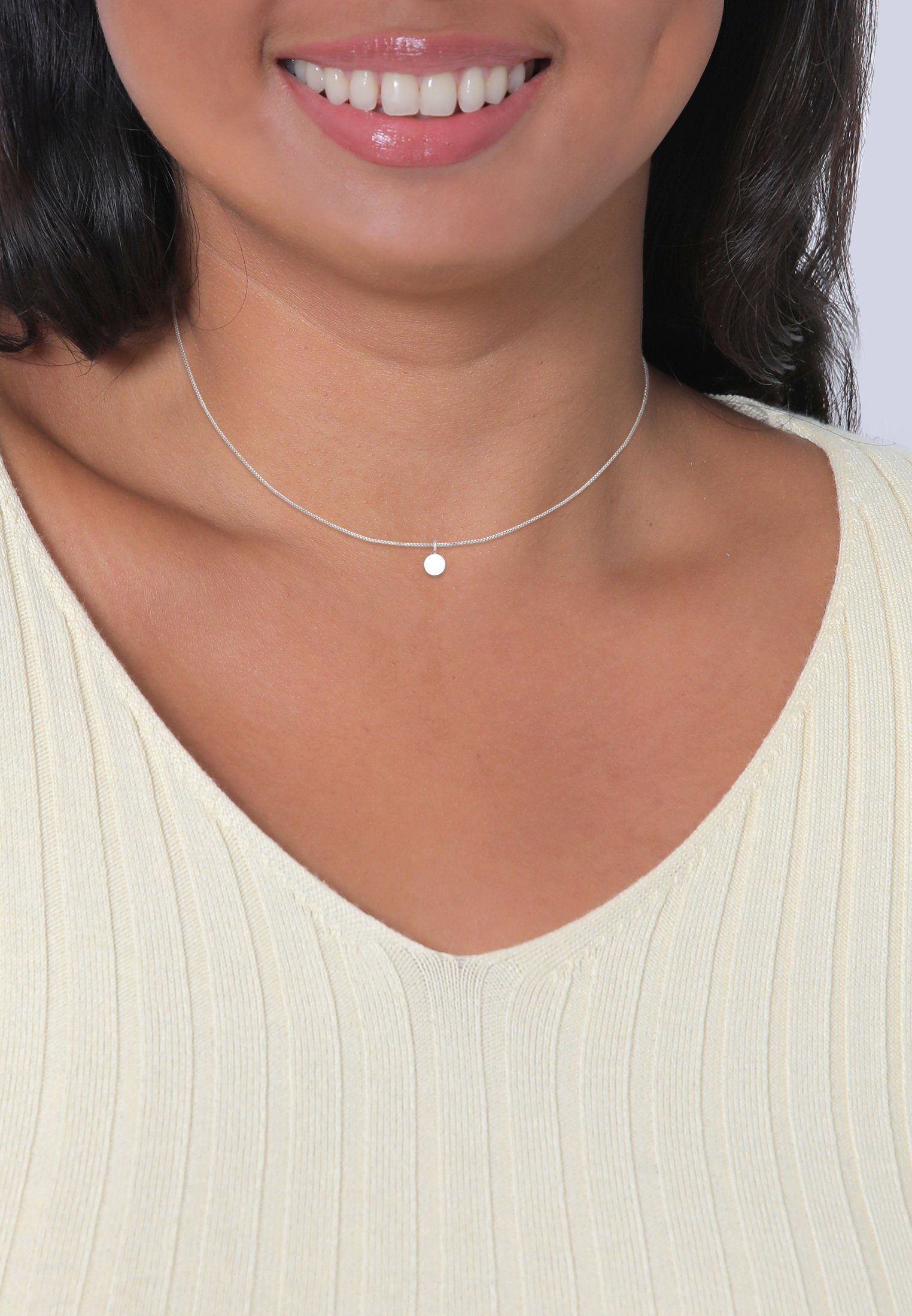 Elli Choker Panzerkette Plättchen 925er Silber