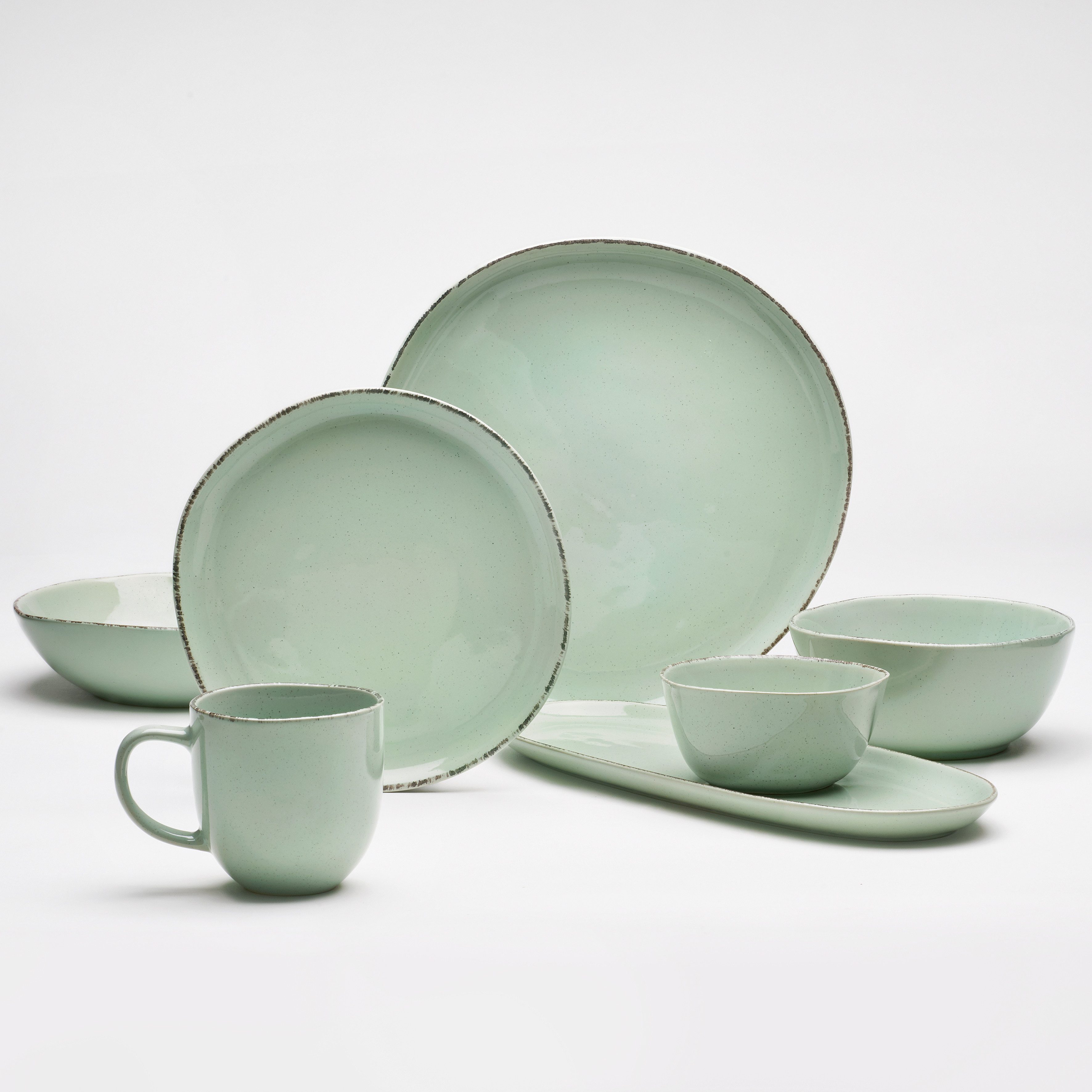 van Well Pastateller Urban, tiefer Teller 19 cm, 6 Stück, (6 St), Teller Set, spülmaschinen- und mikrowellengeeignet