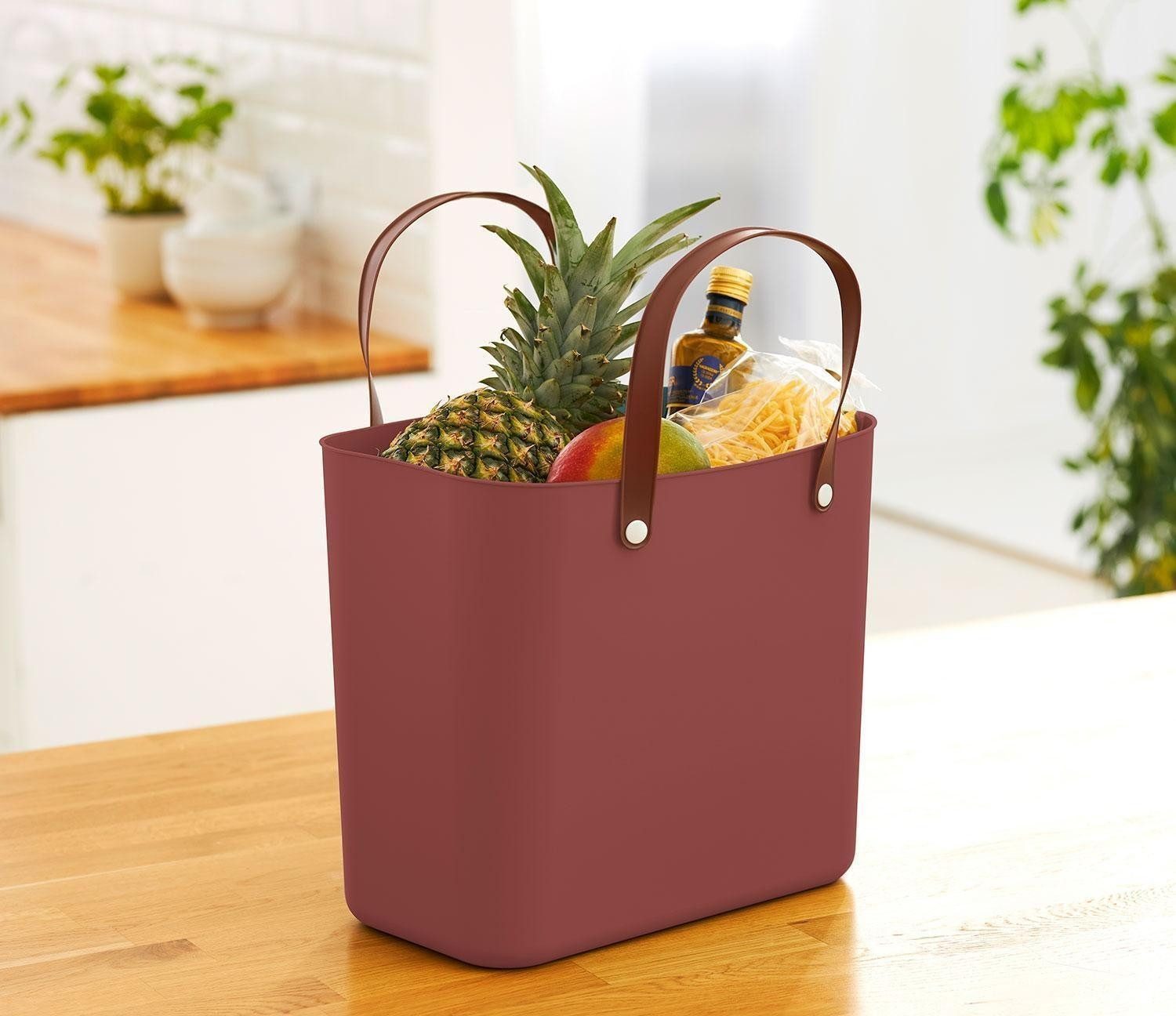 ROTHO Tragetasche Einkaufstasche ALBULA, 25 Liter, Rot, Kunststoff, ergonomische Tragegriffe, B 40 x H 34 x T 23,5 cm