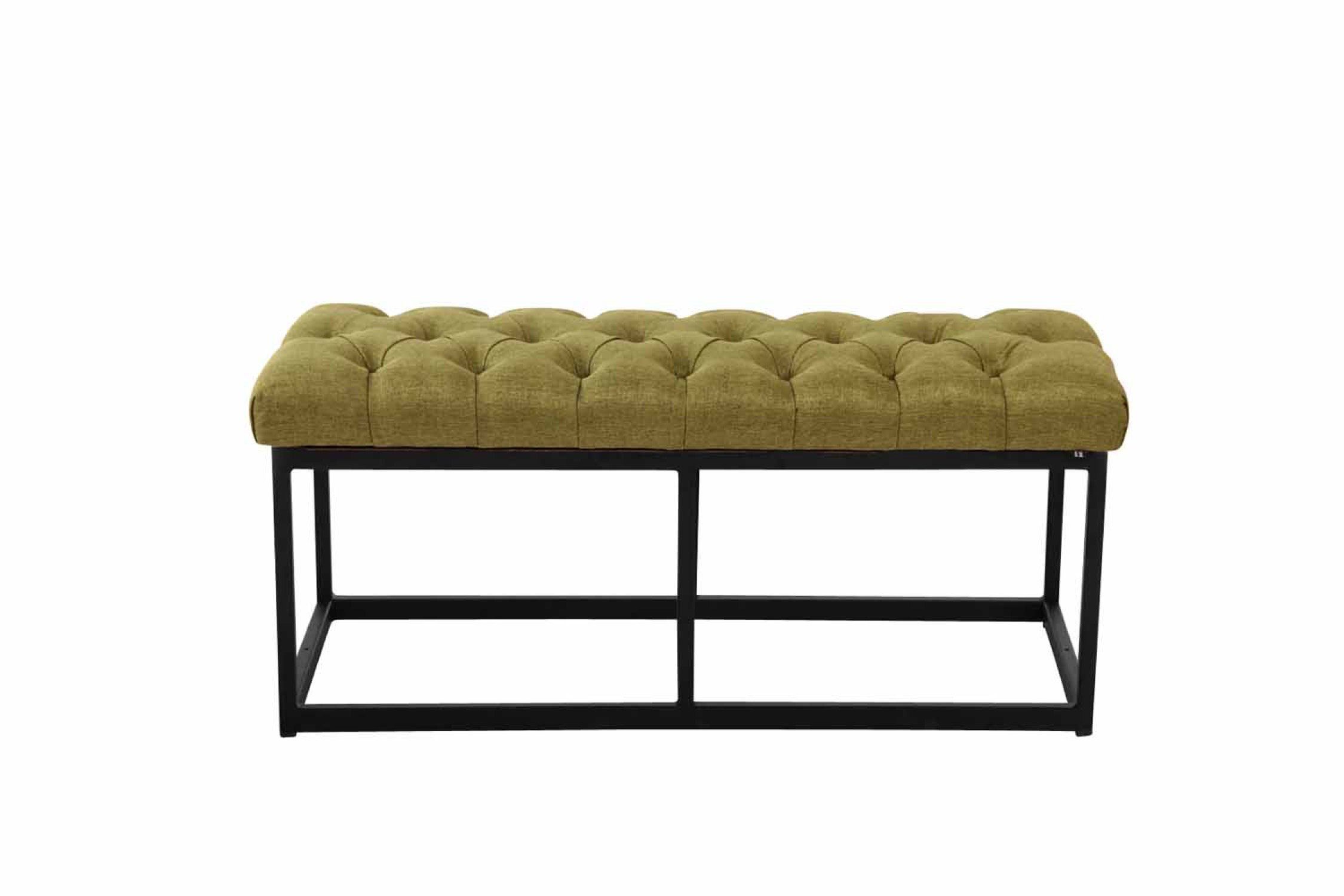 TPFLiving Sitzbank Amor B (Elegante Sitzbank mit stylisch gestepptem Sitzbezug, Stabiles Vierfußgestell aus Metall), Maße (TxBxH): 38 x 100 x 46cm - Farbe: grün