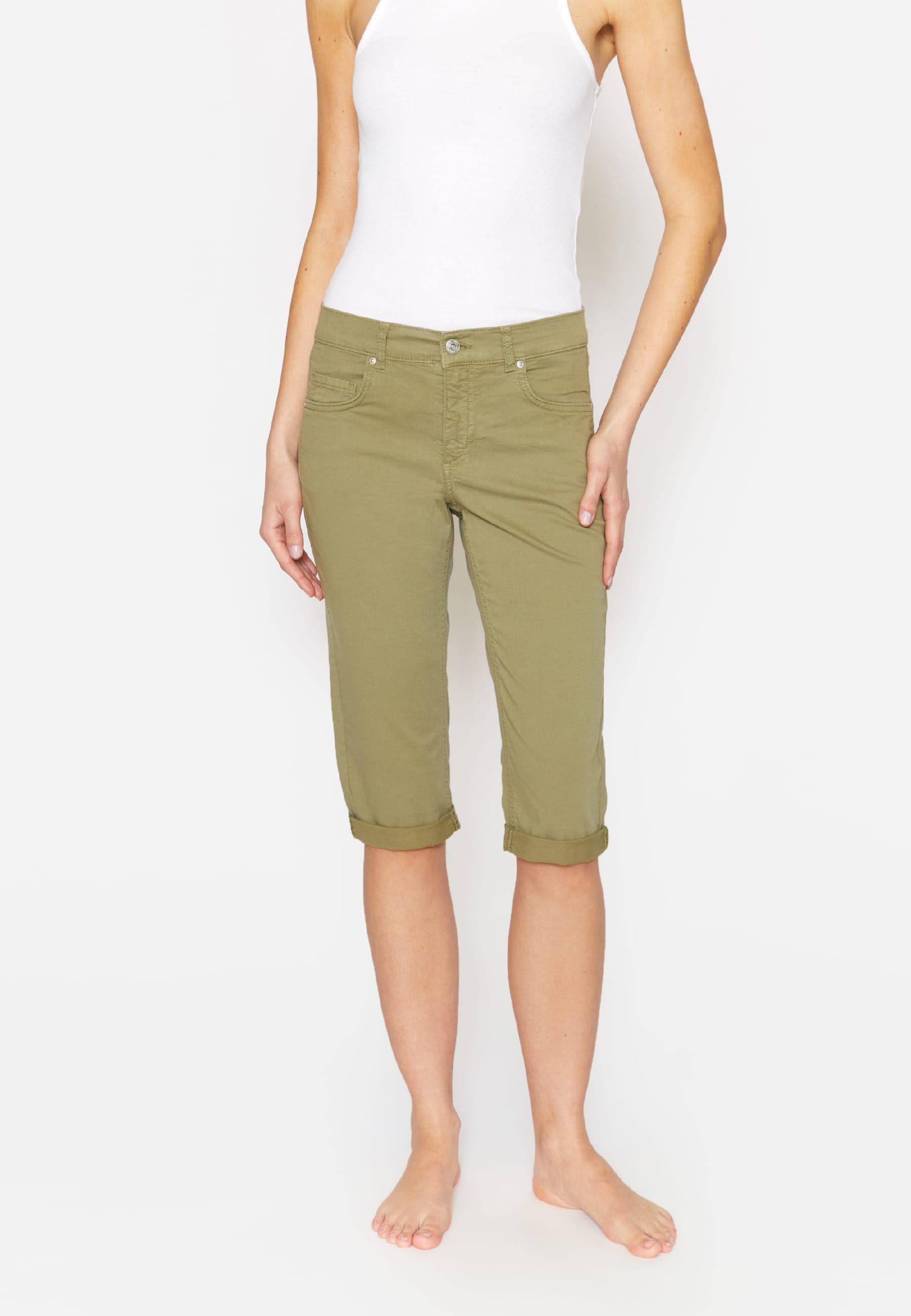 Capri mit ANGELS Label-Applikationen khaki Slim-fit-Jeans TU 5-Pocket-Hose