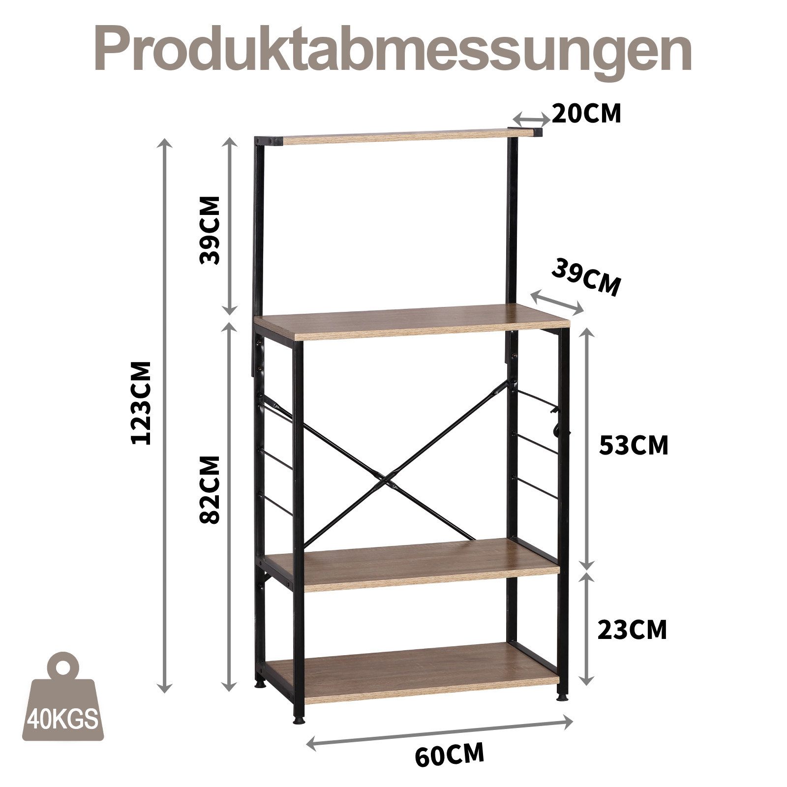 kisidus Küchenregal CF604 123x40x60cm, Bücherregal Schuhregal Standregal Ab günstig online kaufen