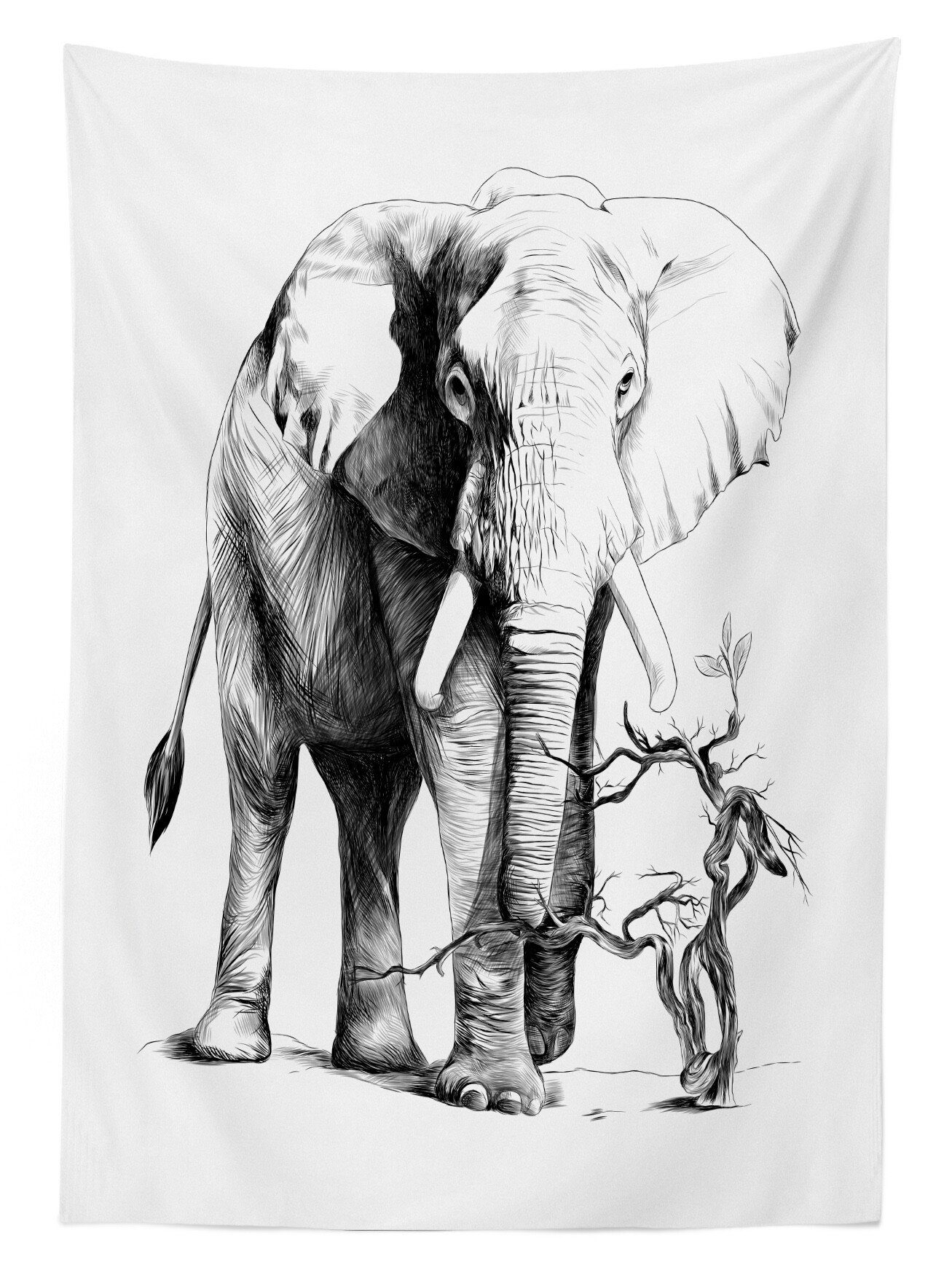 Abakuhaus Tischdecke Farbfest Waschbar Für Big Klare Elefant Mammal Sketch Außen Farben, geeignet den Bereich