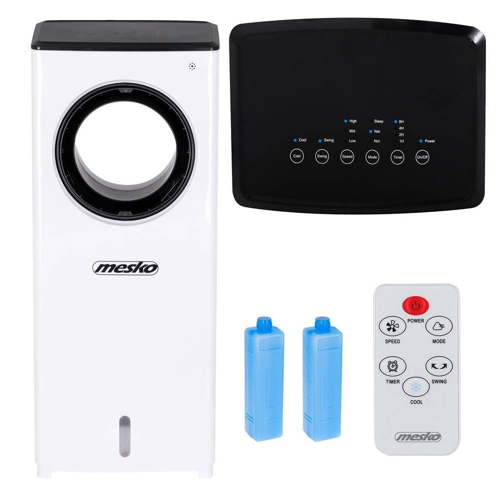 Mesko Ventilatorkombigerät MS 7856 3in1 Verdunstungskühler, Turmventilator, Wassertank, LED-Bedienfeld, Fernbedienung, Timer, weiß