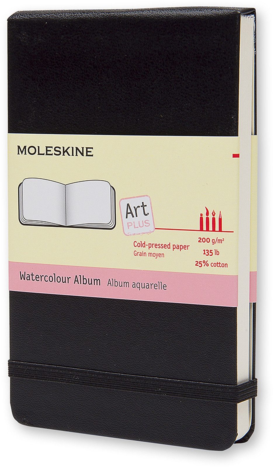 MOLESKINE Notizbuch Notizbuch Aquarellpapier Pocket A6 200g/qm 30 Blatt Hardcover schwarz