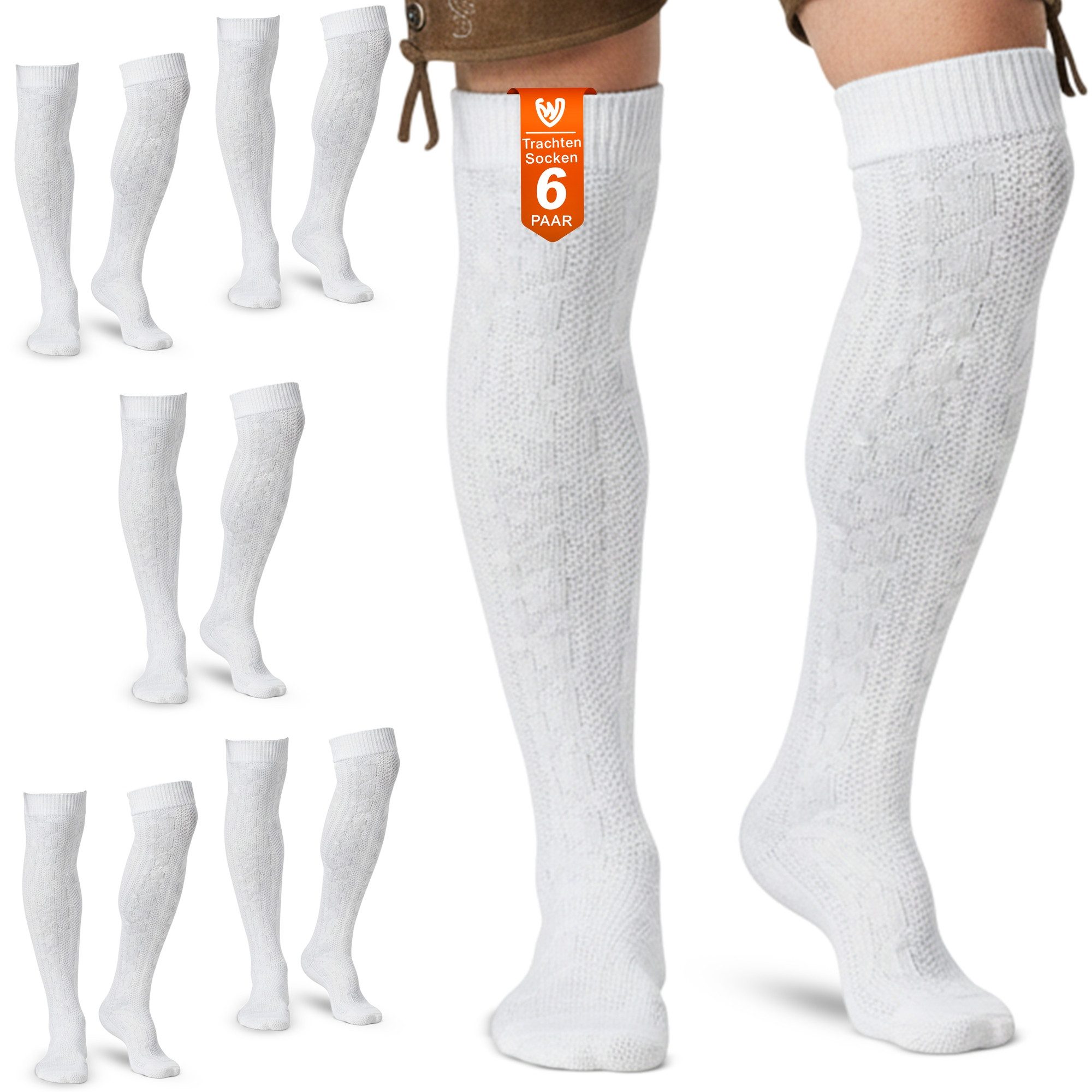 German Wear Trachtensocken GW250- 6xPaar AMZ (6er-Pack) 6er Pack Trachtenstrümpfe Lange Trachtensocken Strümpfe Socken 70cm