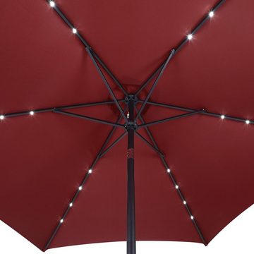 Kingsleeve Sonnenschirm, LED Beleuchtung Solarbetrieben Neigbar Wasserabweisend
