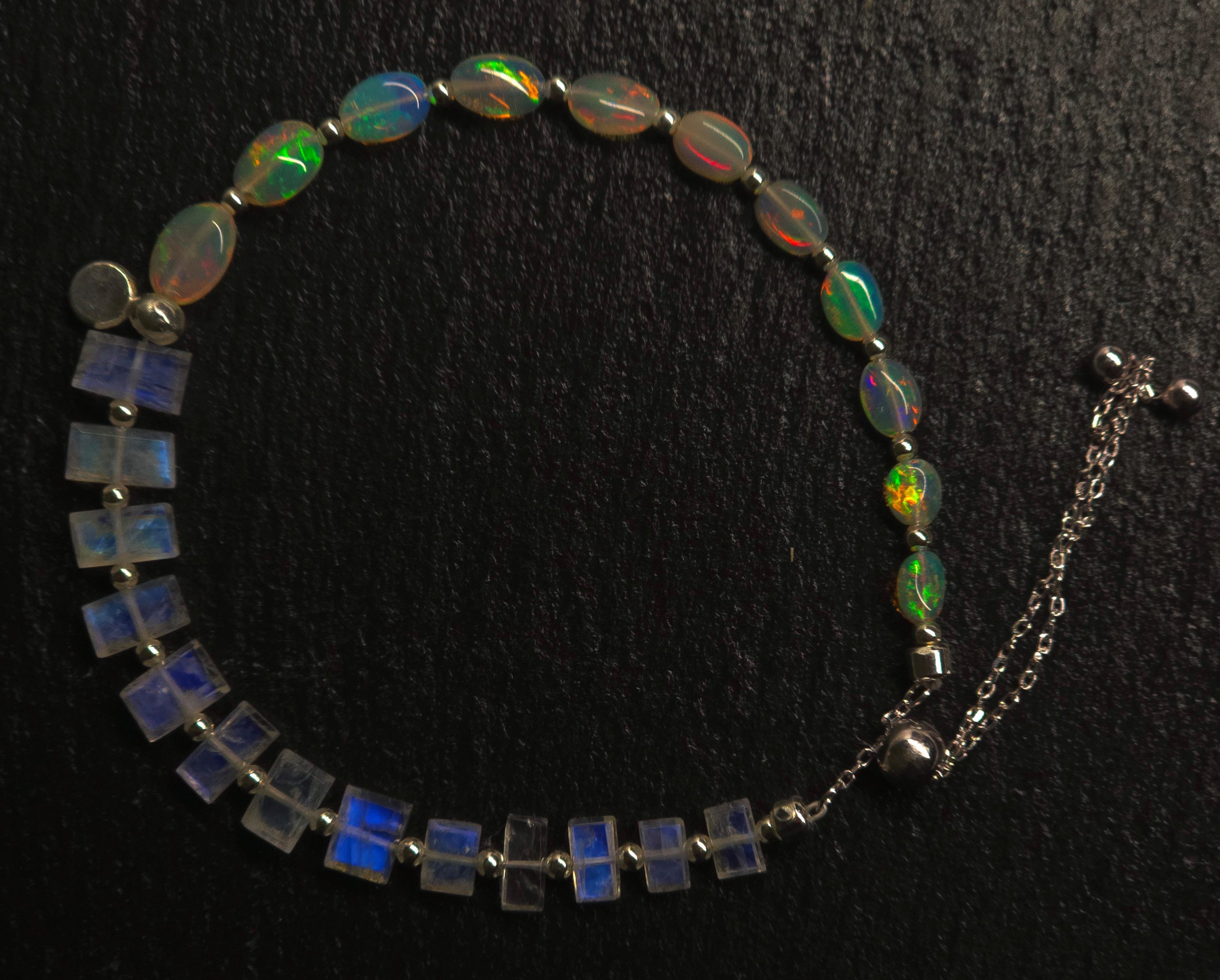 GOLDEN Armband Opal Mondstein Armband 925 Silber Damen Edelstein Armband