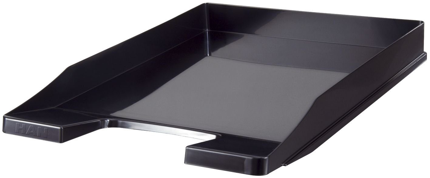 Helit Briefablage DIN A4 Schwarz - Stapelbare Dokumentenablage Polystyrol