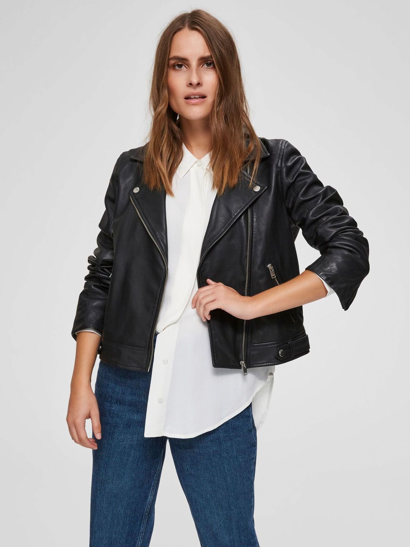 SELECTED FEMME Lederjacke »3870« (kurz, 1-St., Reißverschluss) Damen ...