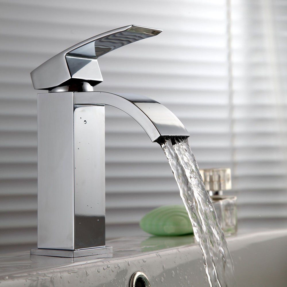 Leway Badarmatur »Waschtischarmatur Wasserhahn Badezimmer Wasserfall  Waschbecken Wasserhahn Waschtischarmatur Einhebelmischer Messing«