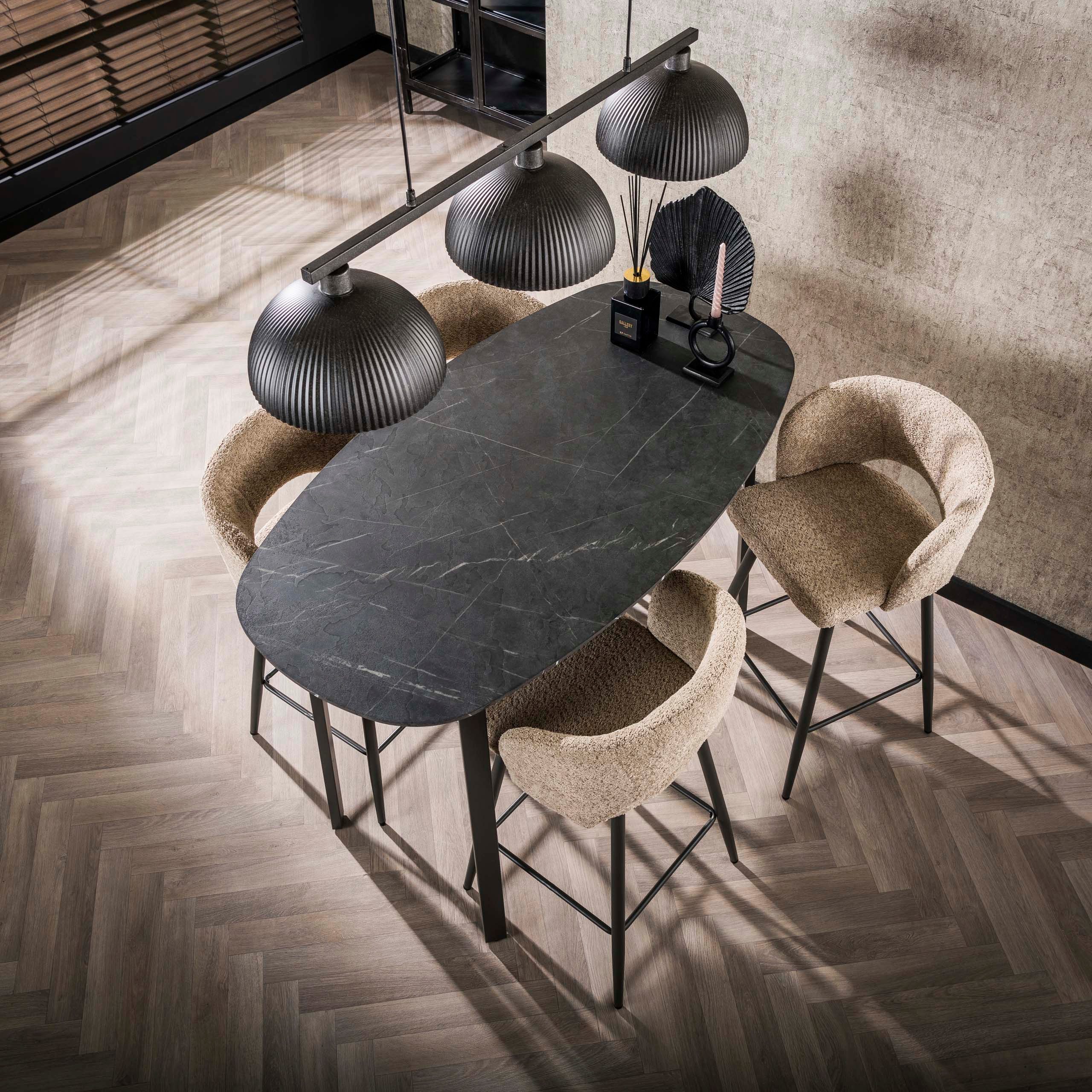Sitheim-Europe Bartisch Onyx dänisch oval 140cm / 3D Melamin graphite