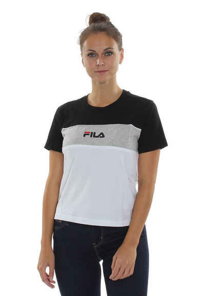 Fila T-Shirt Fila Damen T-Shirt ANOKIA BLOCKED TEE 688488 B370 Bright White-Black-Light Grey Melange Bros Mehrfarbig