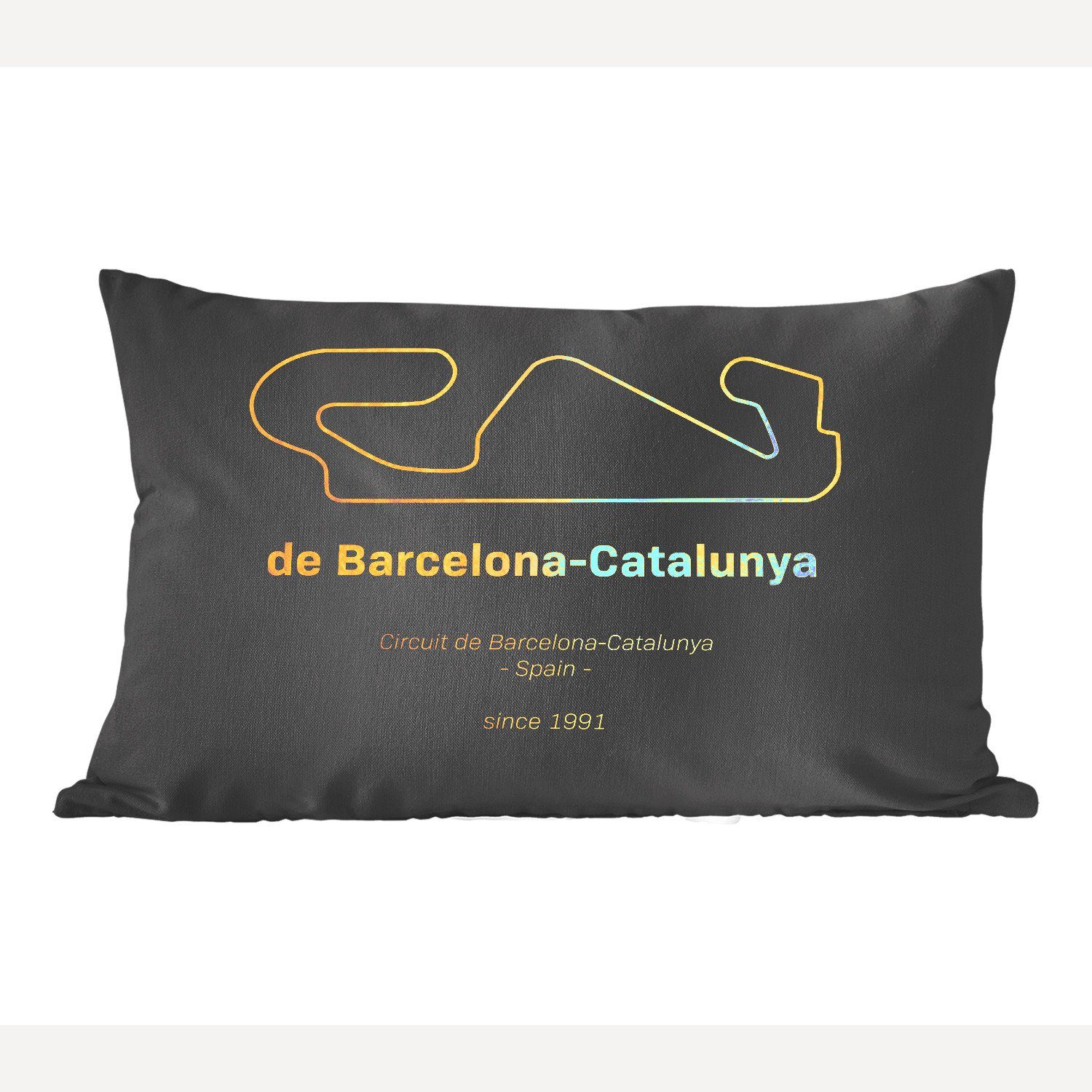 Dekokissen Dekokissen Zierkissen, MuchoWow Dekoration, - Schlafzimmer F1 Rennstrecke Füllung, mit Wohzimmer Barcelona, -