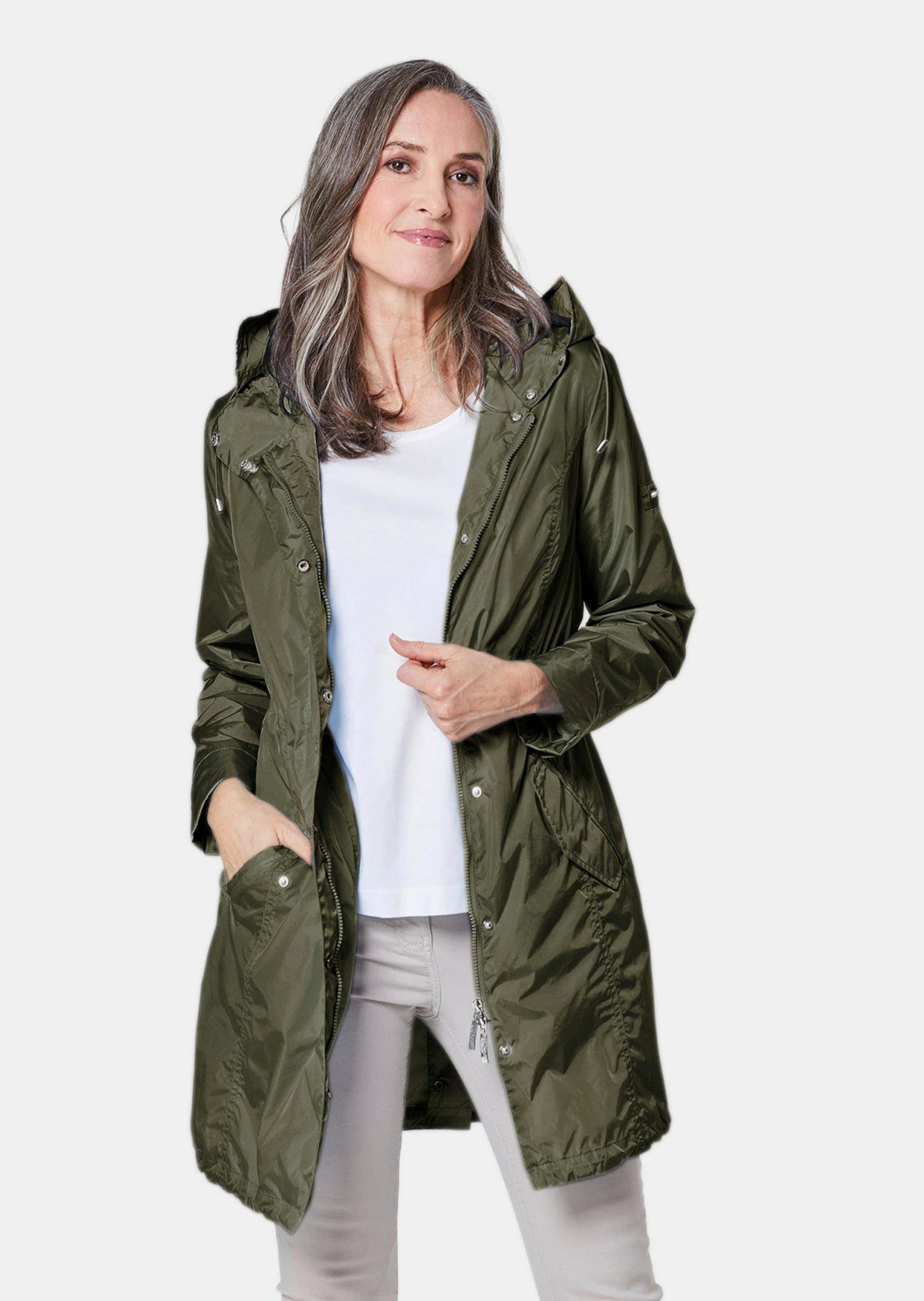 leichter Trendiger Outdoorjacke aus Material Regen GOLDNER oliv Parka funktionalem