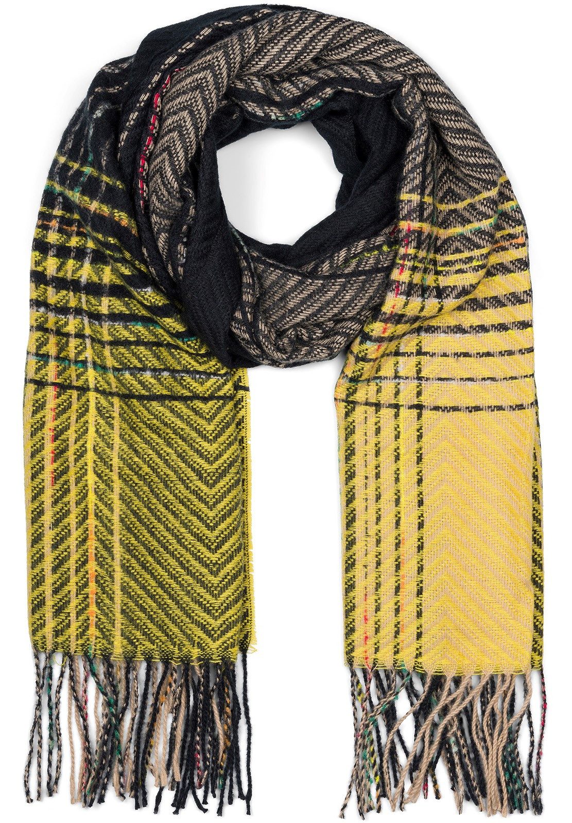 styleBREAKER Strickschal Feinstrick Schal Zick-Zack gestreift, (1-St)