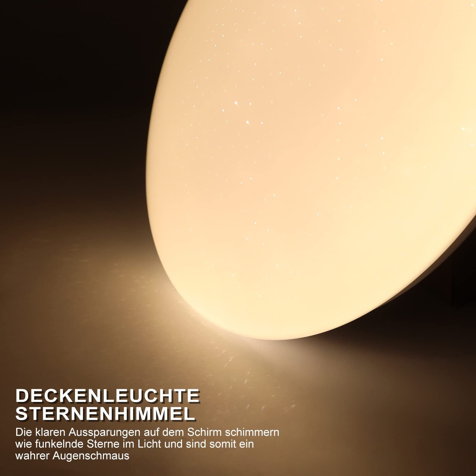 ZMH LED-Sternenhimmel Wohnzimmer Modern Sternenhimmel Deckenlampe Rund/Quadratisch, Augenschutz, Einfache Installtion, LED fest integriert, Warmweiß-3000K, Kinderzimmer Küchenlampe Eckig Flur Küche