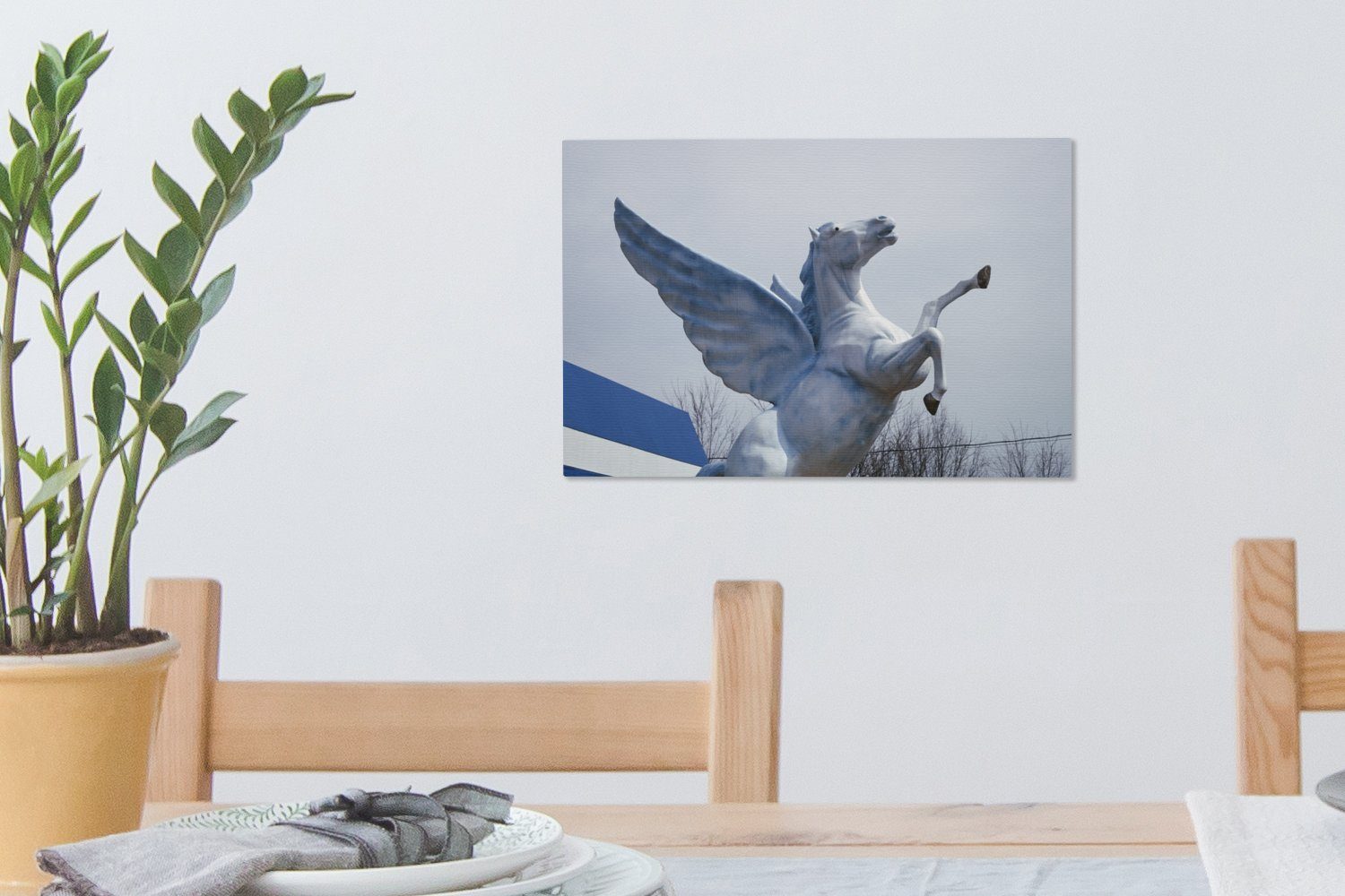 OneMillionCanvasses® Leinwandbild Pegasus - Weiß Wanddeko, St), cm (1 Amerika, Aufhängefertig, - Leinwandbilder, Wandbild 30x20
