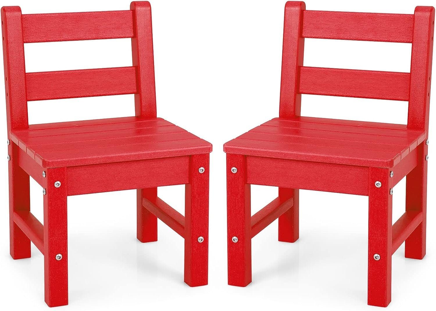 KOMFOTTEU aus Kindertisch Lerntisch (2-St), Holz rot Stuhlset,