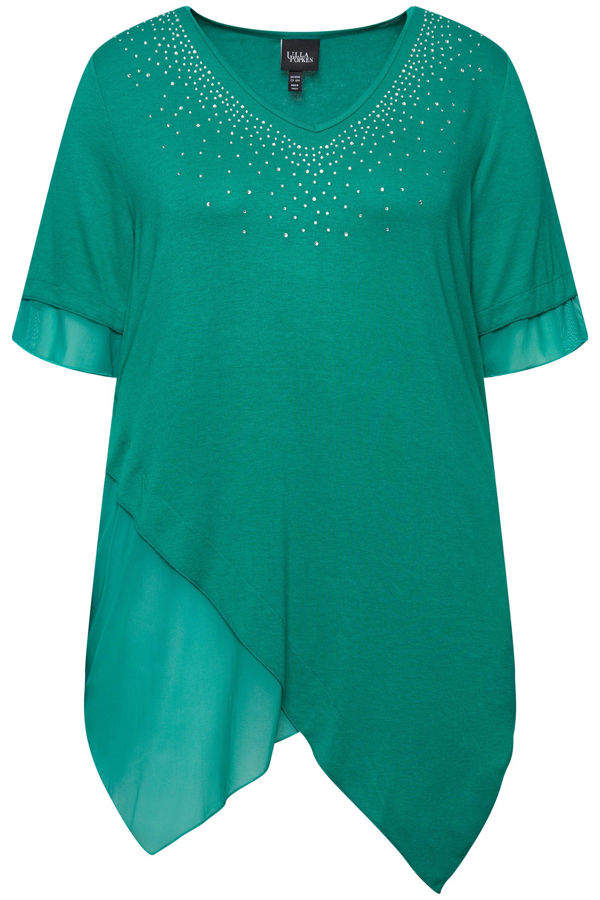 Ulla Popken Druckbluse Bluse Layering-Look Mesh/Jersey günstig online kaufen