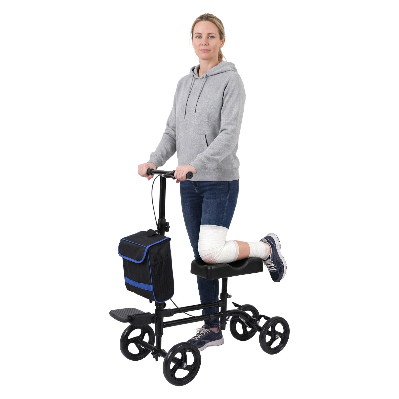 Rutaqian Rollator Knieroller Knie Scooter Gehhilfe für Fußverletzung, faltbar mit Tasche, Knieroller Knie Scooter Gehhilfe für Fußverletzung