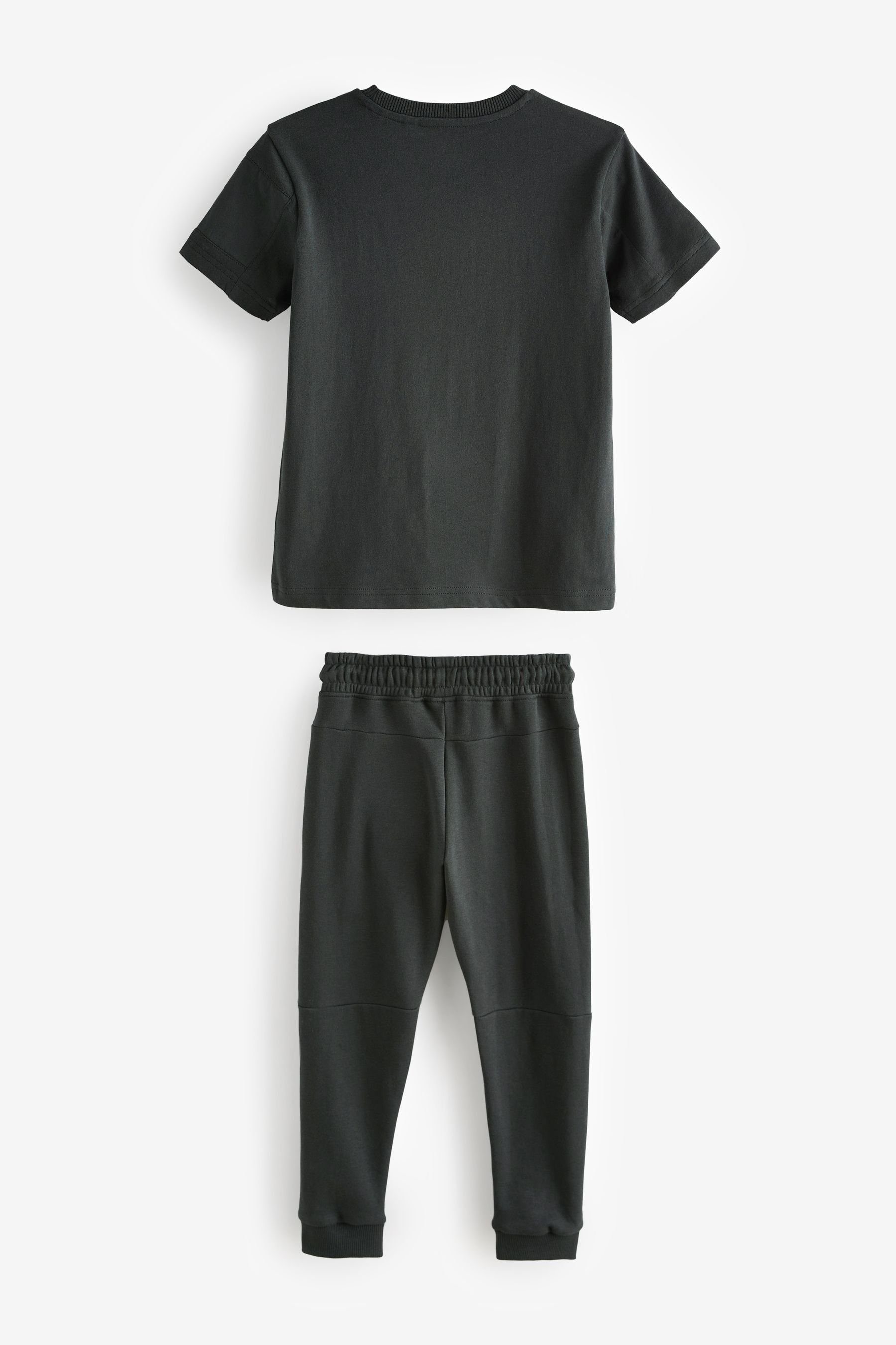 Next Shirt & Hose (2-tlg) Jogginghose Charcoal Utility-Set und T-Shirt im Grey