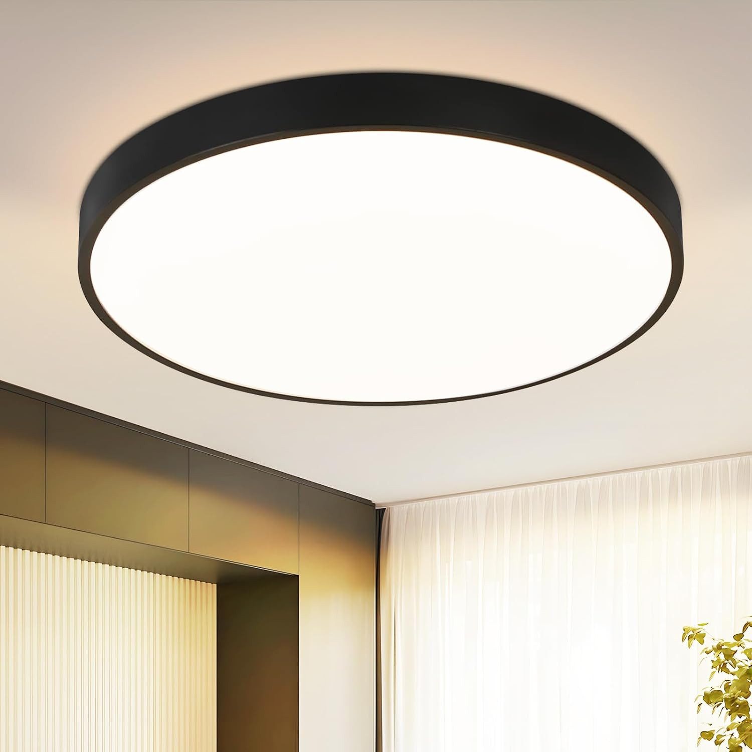 Nettlife LED Panel Moderne Deckenleuchte 12W 3000K Warmweiß 21cm Rund Schwarz, LED fest integriert, Warmweiß, Moderne Deckenleuchte für Flur Küche Balkon Schlafzimmer