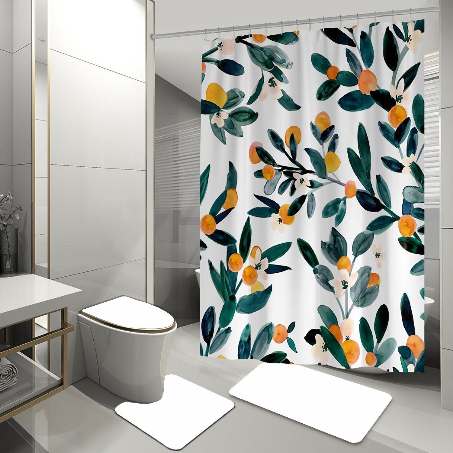 BYSURE Duschvorhang Breite 180 cm, Polyester Duschvorhang mit 12 Haken