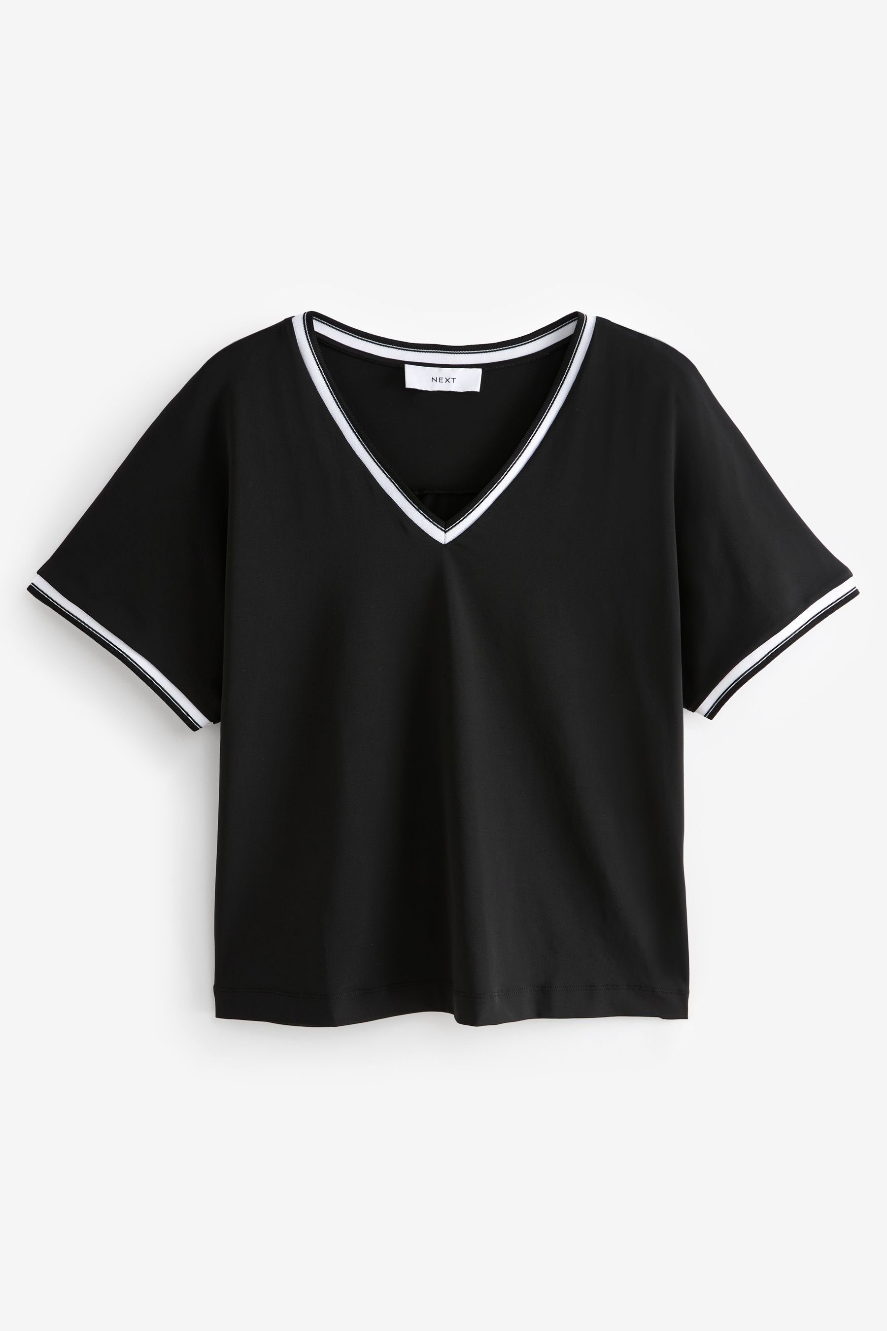 Next T-Shirt Geripptes T-Shirt mit V-Ausschnitt günstig online kaufen