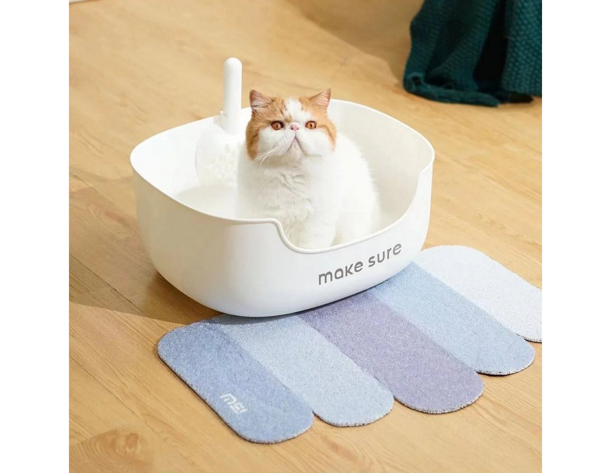 Purpurra Katzentoilette Makesure – LITE Katzentoilette mit Streuschaufel und Vorlege