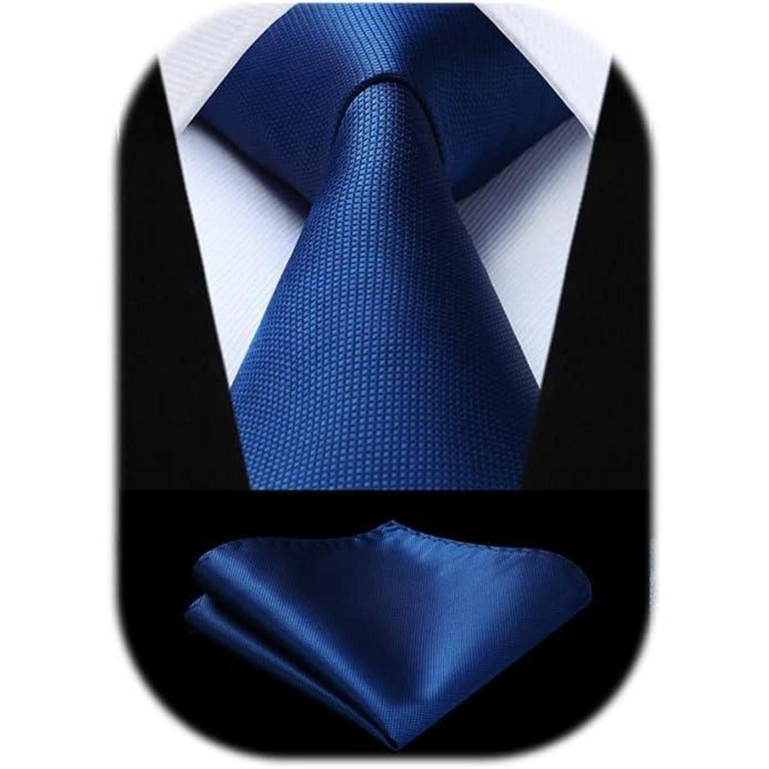 Krawatte Krawatte Herren Hochzeit kariert Einstecktuch Blumen Set Blau