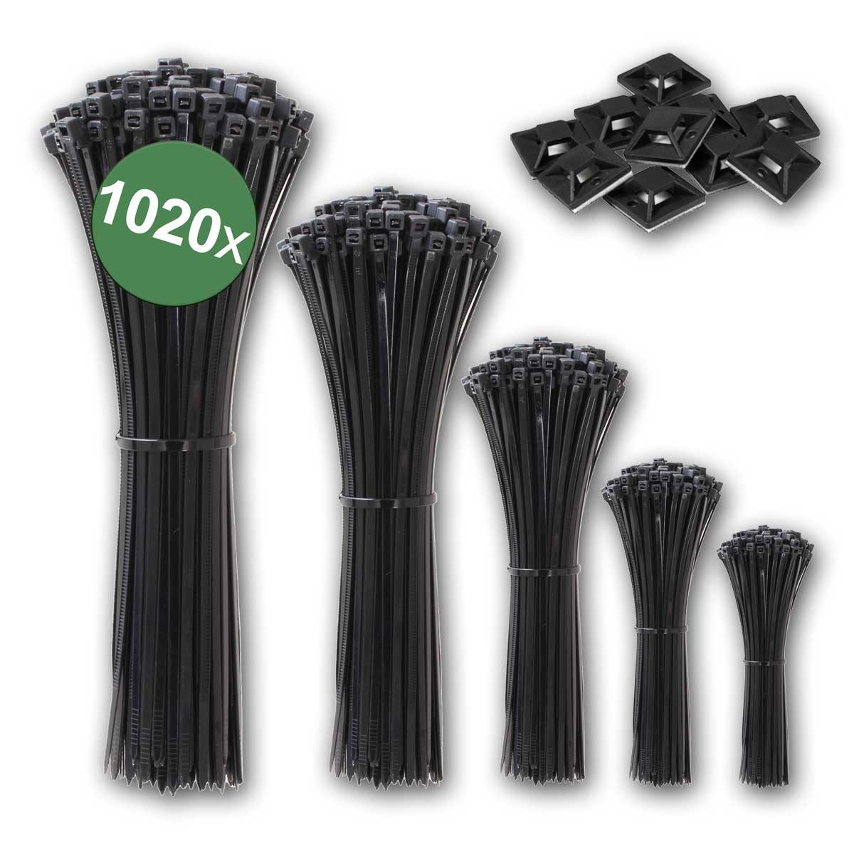 world-trading-net Kabelbinder Kabelbinder Set 10-30cm schwarz, 1020-teilig