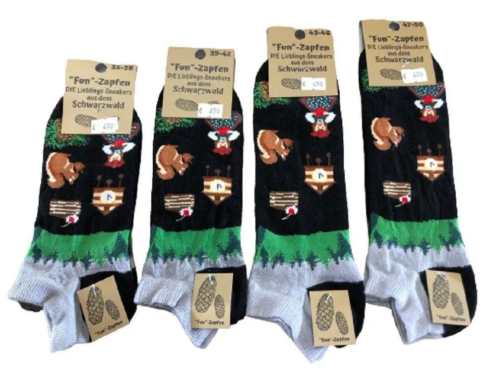 Mein Style Sneakersocken Schwarzwaldsneaker Fun Zapfen (1 Paar, 1-Paar, 1 Paar) lustige Schwarzwaldmotive