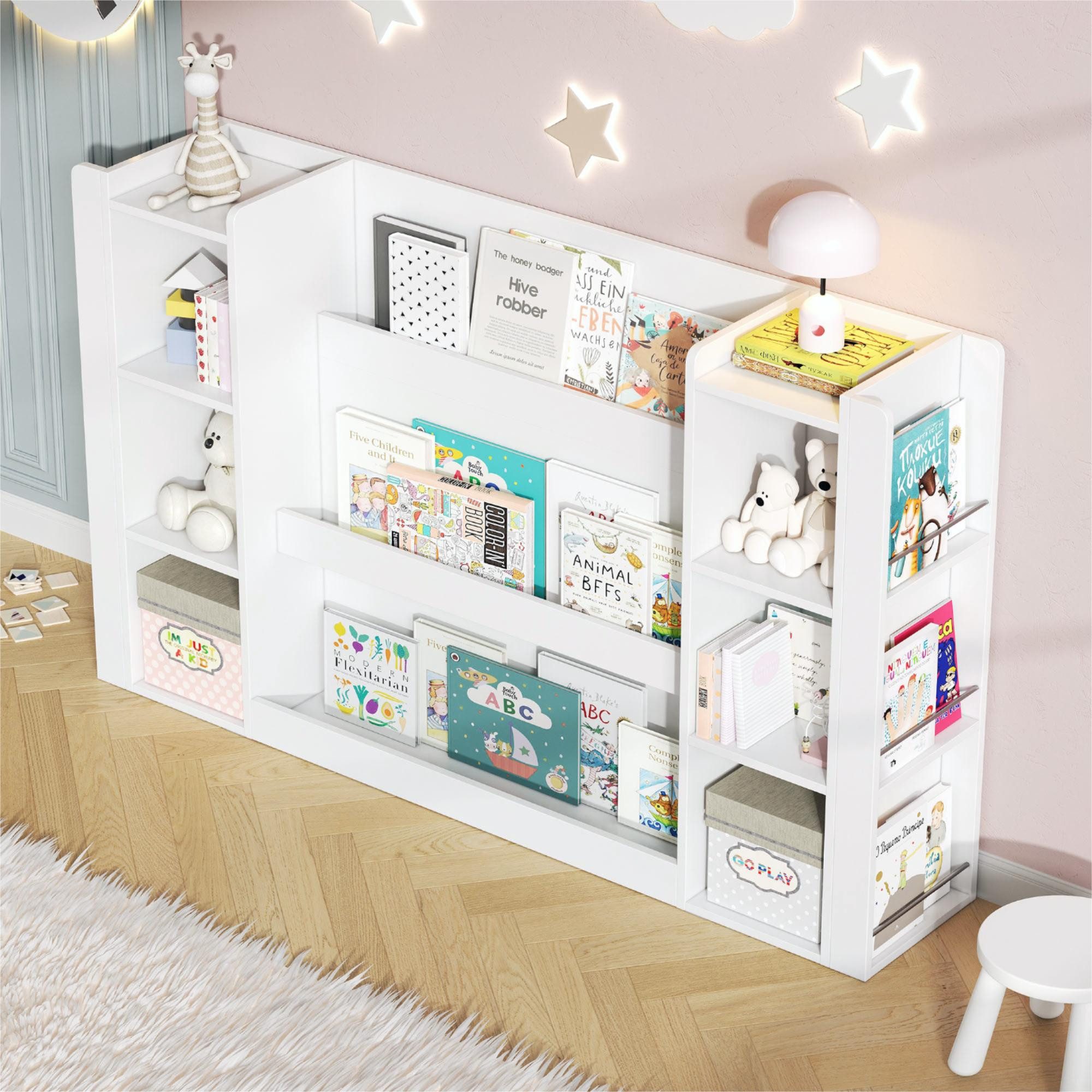 Flieks Bücherregal, 1-tlg., Spielzeugregal Bilderbuchregal Kinderregal Standregal Weiß